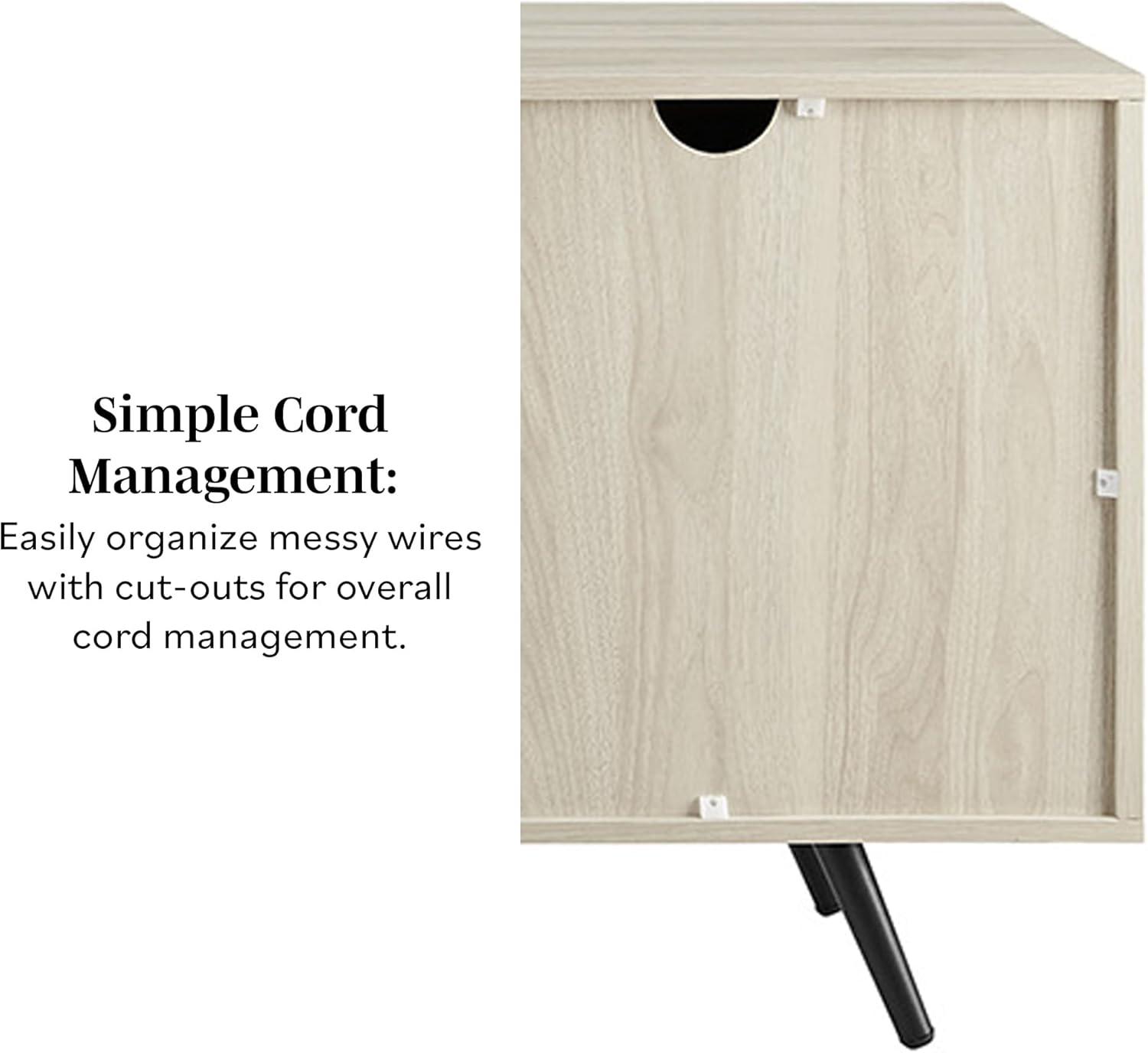 imageWalker Edison Saxon Mid Century Modern 2 Door Glass Shelf TV Stand for TVs up to 80 Inches 70 Inch Dark WalnutBirch