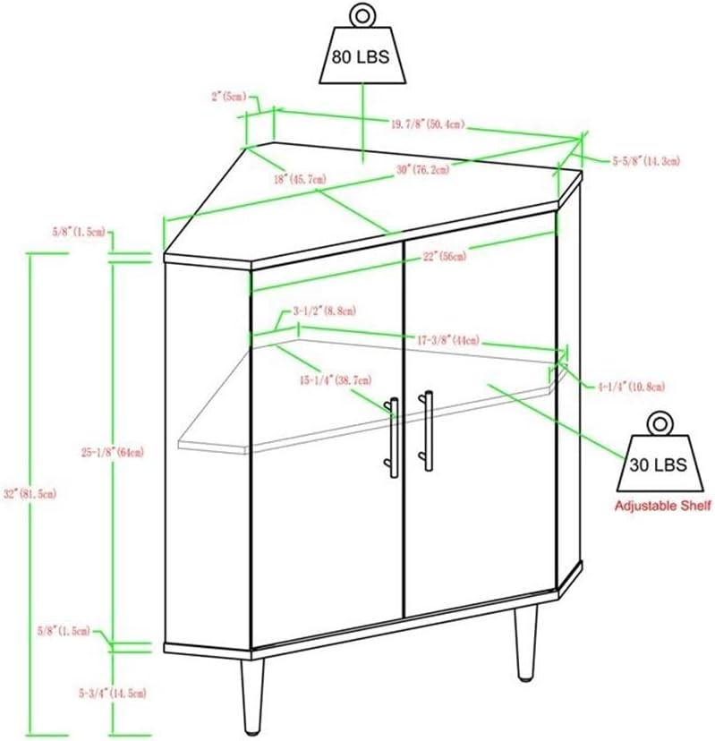 imageWalker Edison Saxon MidCentury Modern 2Door Corner Accent Cabinet 30 Inch BirchBirch