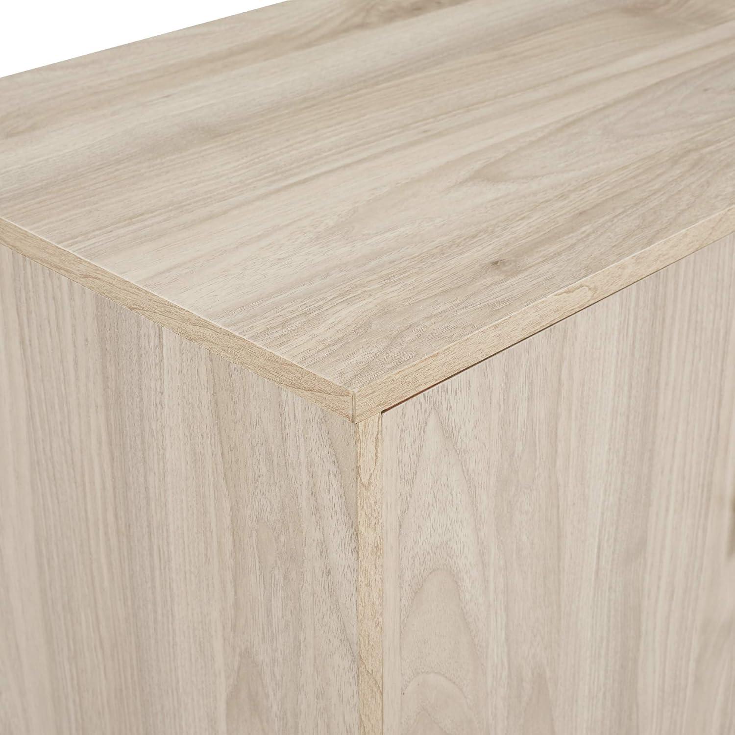 imageWalker Edison Saxon Modern Glass Shelf TV Stand for TVs up to 58 Inches 52 Inch Dark WalnutBirch