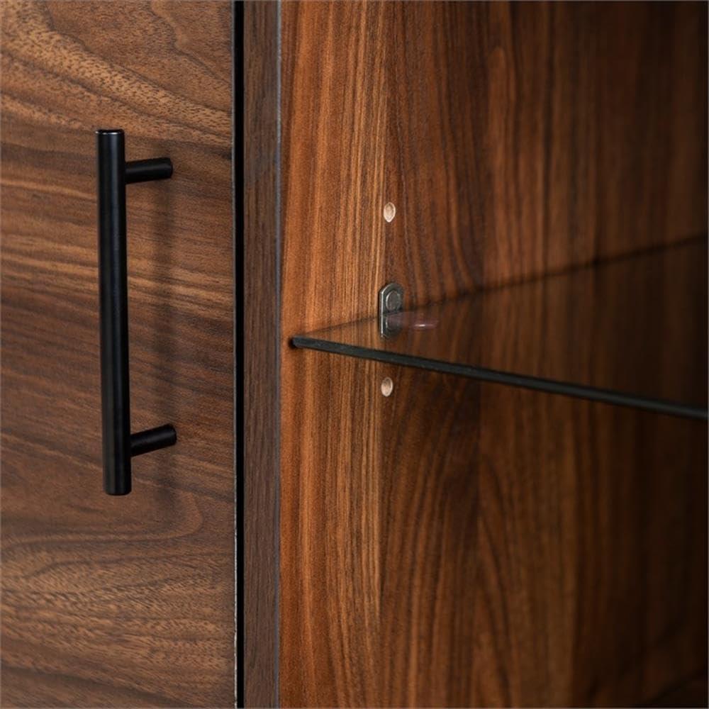 imageWalker Edison Saxon Modern Glass Shelf TV Stand for TVs up to 58 Inches 52 Inch Dark WalnutDark Walnut