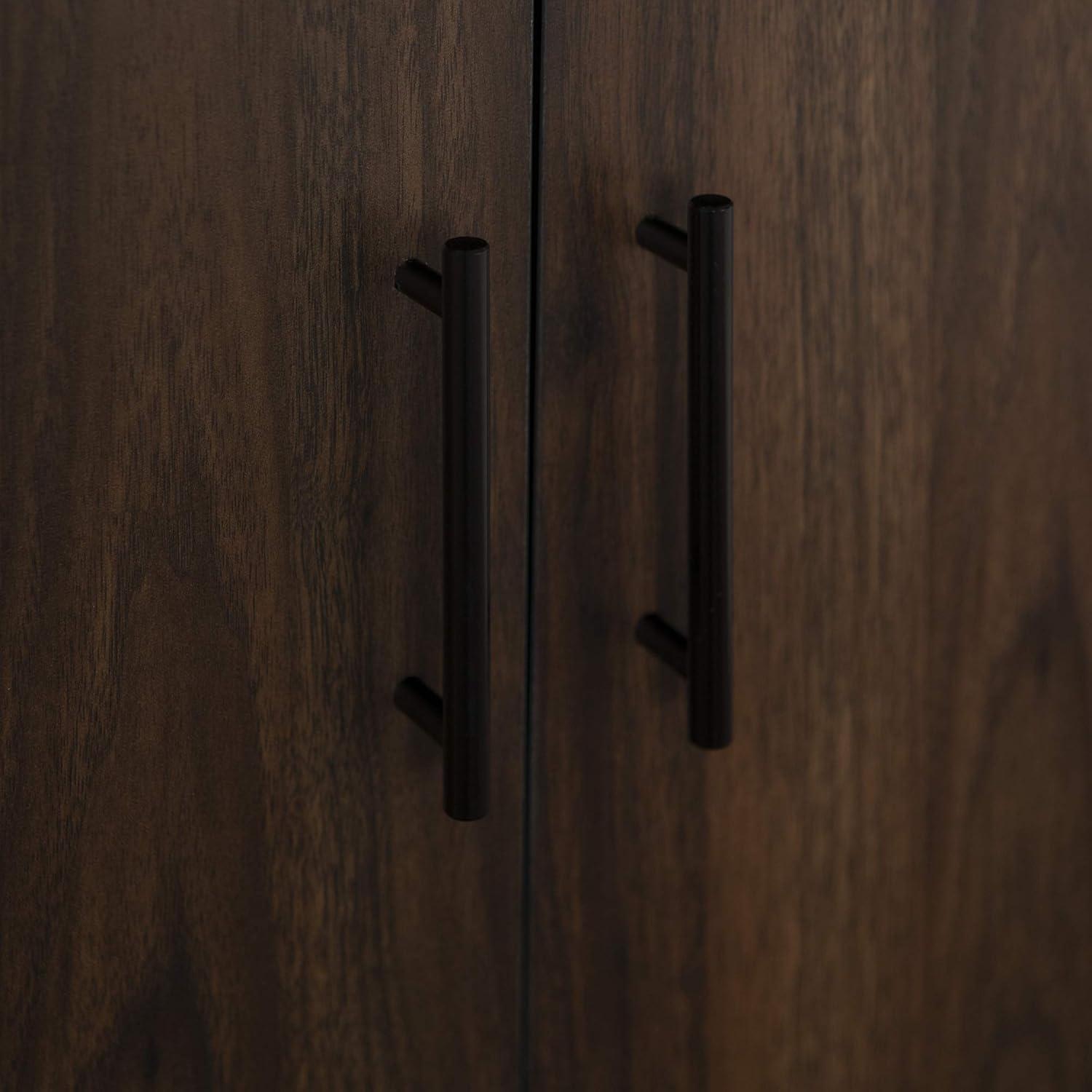 imageWalker Edison Saxon Modern Glass Shelf TV Stand for TVs up to 58 Inches 52 Inch Dark WalnutDark Walnut