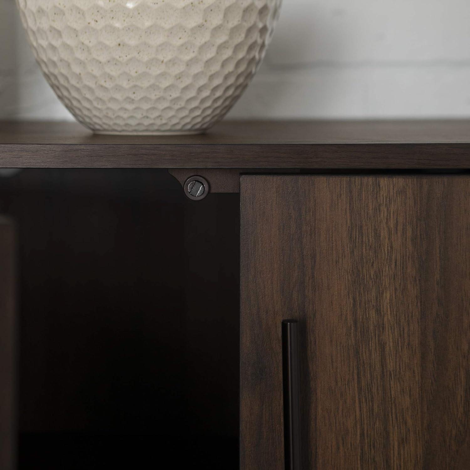 imageWalker Edison Saxon Modern Glass Shelf TV Stand for TVs up to 58 Inches 52 Inch Dark WalnutDark Walnut