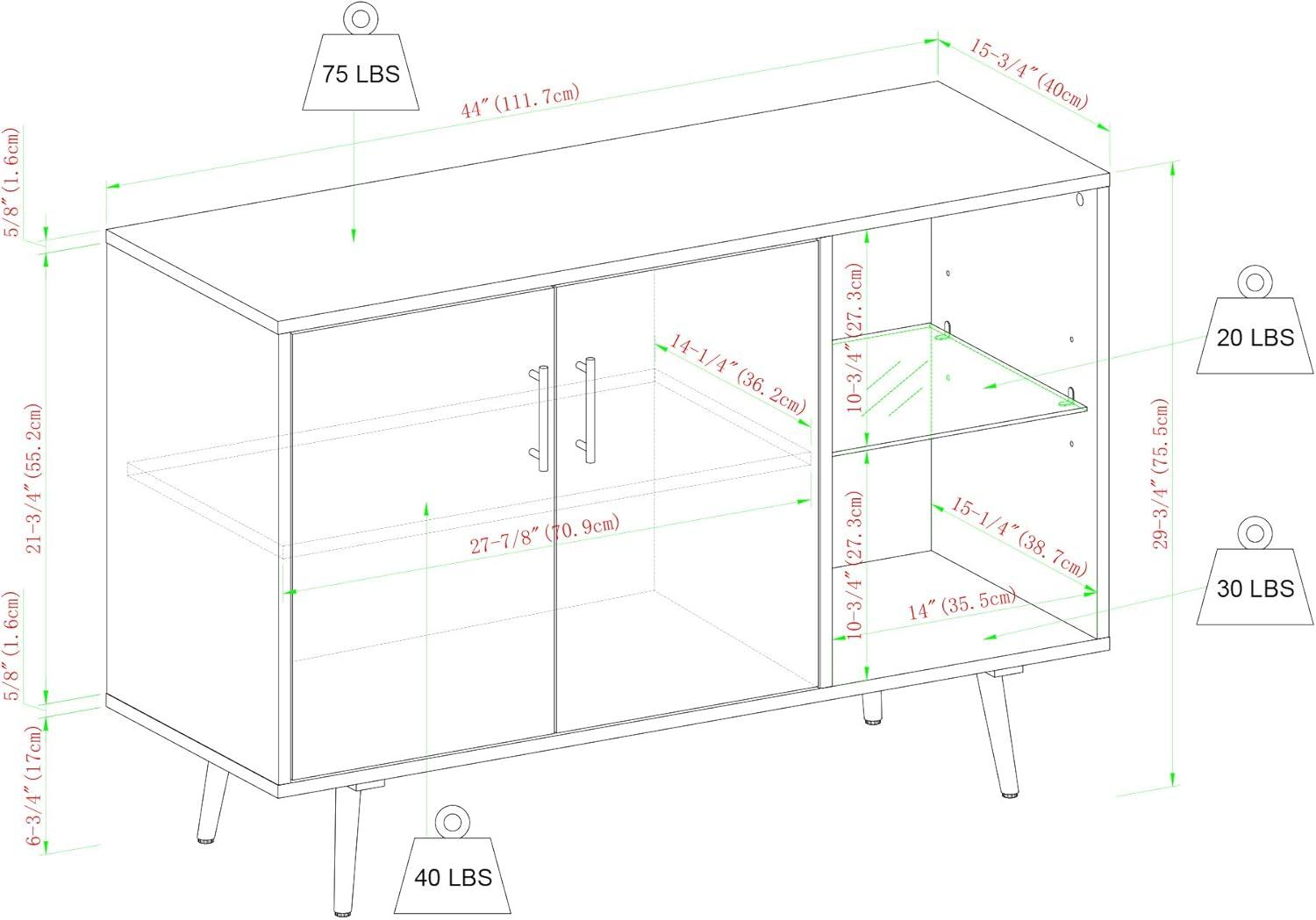 imageWalker Edison Saxon Modern Glass Shelf TV Stand for TVs up to 58 Inches 52 Inch Dark WalnutDark Walnut