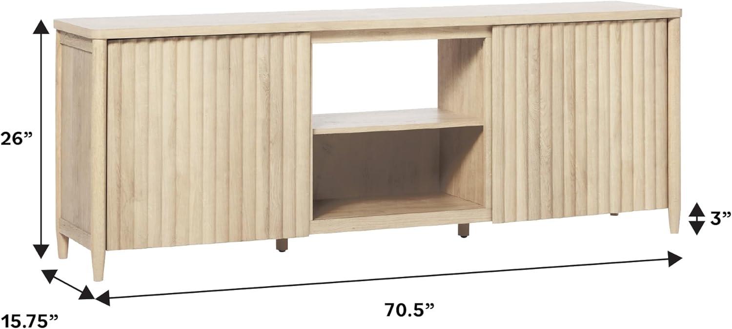 imageWalker Edison Scandinavian Reeded TV Stand with Storage for up to 70quot TV Coastal OakCoastal Oak