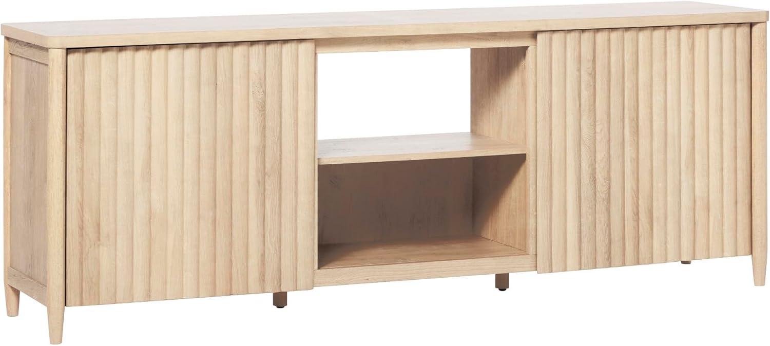imageWalker Edison Scandinavian Reeded TV Stand with Storage for up to 70quot TV Coastal OakCoastal Oak