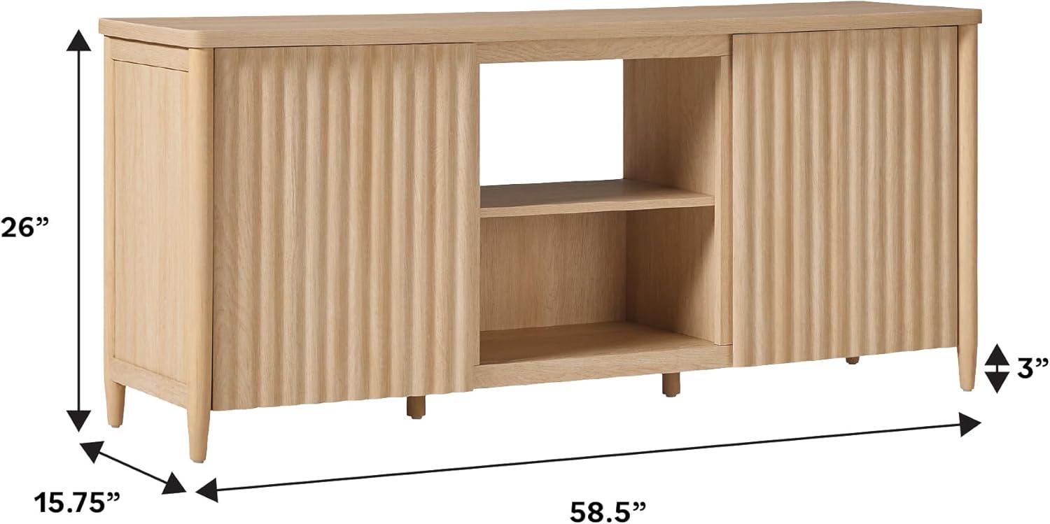 imageWalker Edison Scandinavian Reeded TV Stand with Storage for up to 70quot TV Coastal OakCoastal Oak