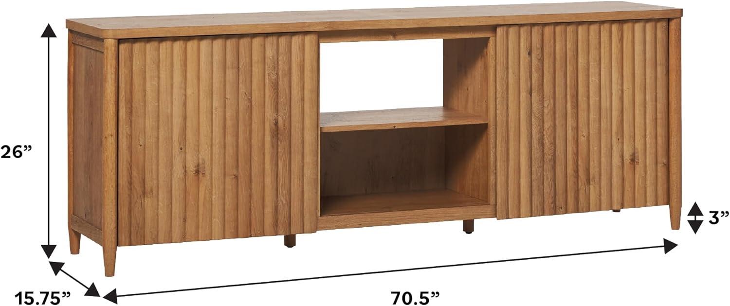 imageWalker Edison Scandinavian Reeded TV Stand with Storage for up to 70quot TV Coastal OakEnglish Oak