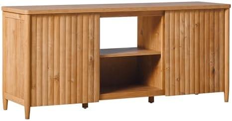 imageWalker Edison Scandinavian Reeded TV Stand with Storage for up to 70quot TV Coastal OakEnglish Oak