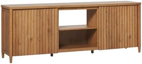 imageWalker Edison Scandinavian Reeded TV Stand with Storage for up to 70quot TV Coastal OakEnglish Oak