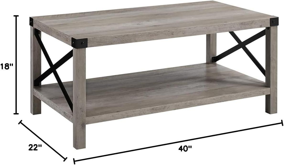 imageWalker Edison Sedalia Modern Farmhouse Metal X Coffee Table 40 Inch Stone GreyGrey Wash