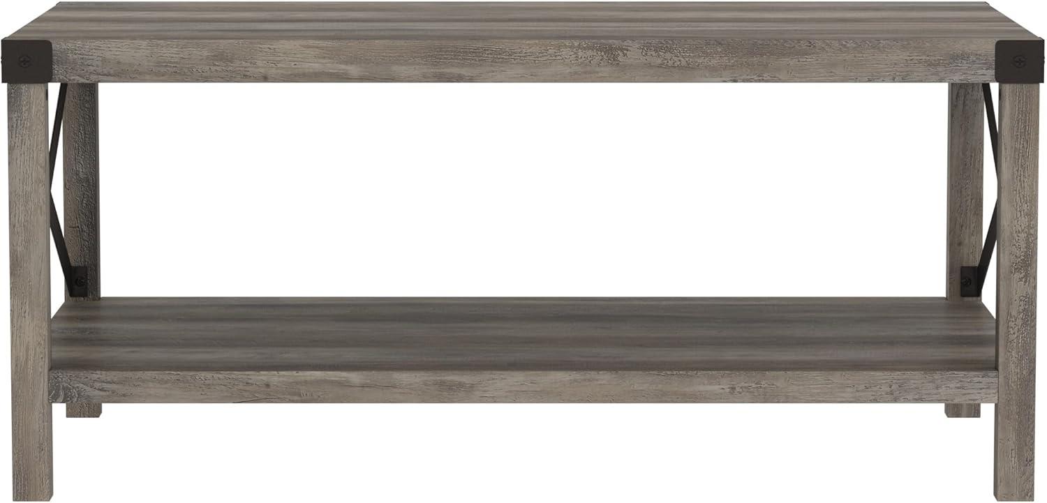 imageWalker Edison Sedalia Modern Farmhouse Metal X Coffee Table 40 Inch Stone GreyGrey Wash