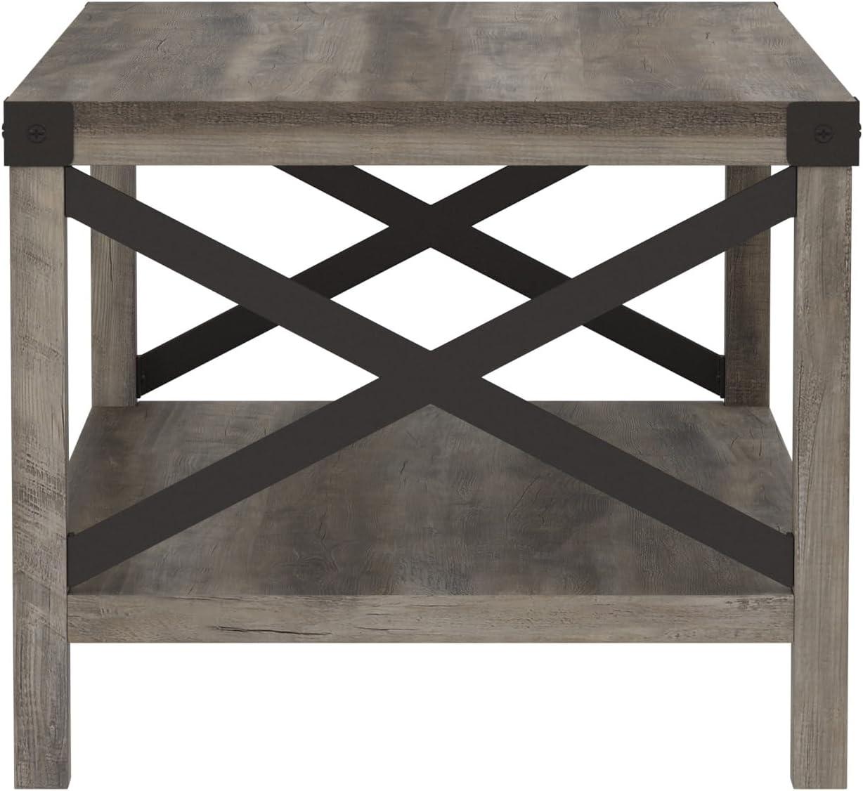 imageWalker Edison Sedalia Modern Farmhouse Metal X Coffee Table 40 Inch Stone GreyGrey Wash