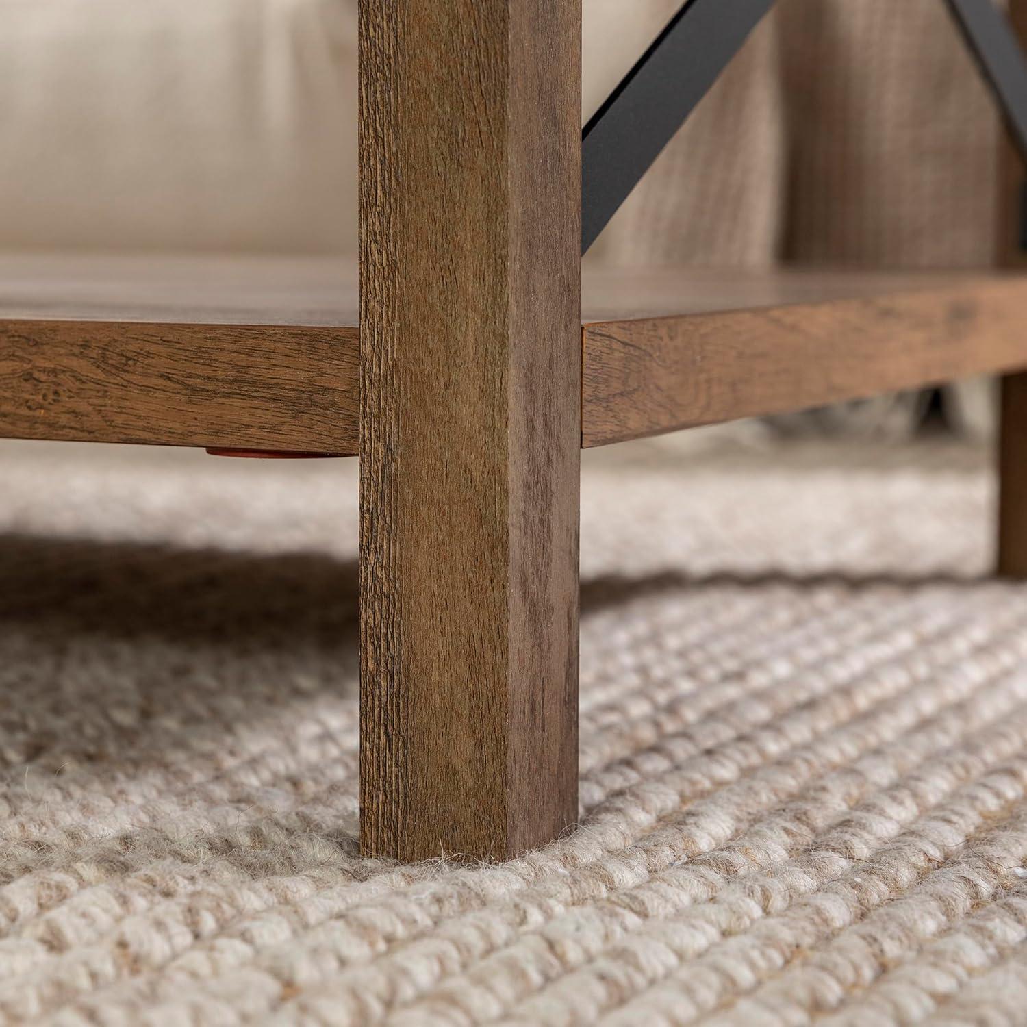 imageWalker Edison Sedalia Modern Farmhouse Metal X Coffee Table 40 Inch Stone GreyRustic Oak