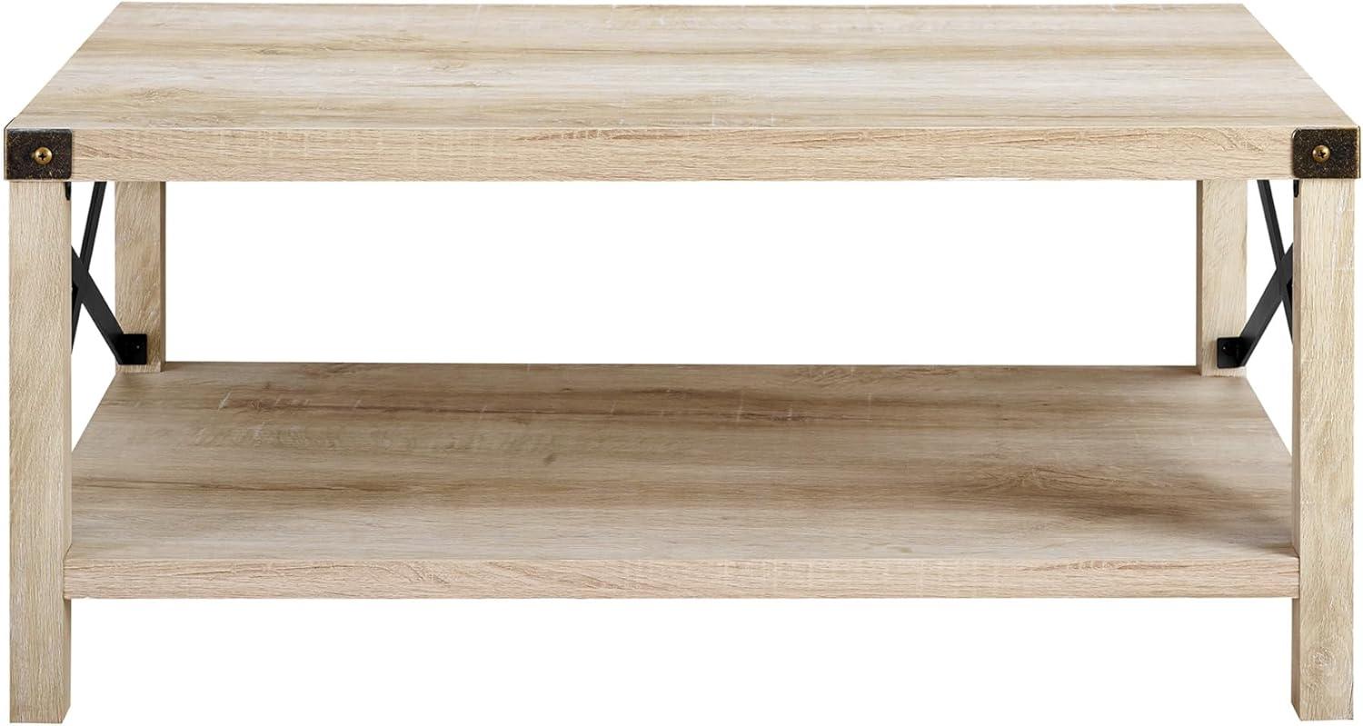 imageWalker Edison Sedalia Modern Farmhouse Metal X Coffee Table 40 Inch Stone GreyWhite Oak