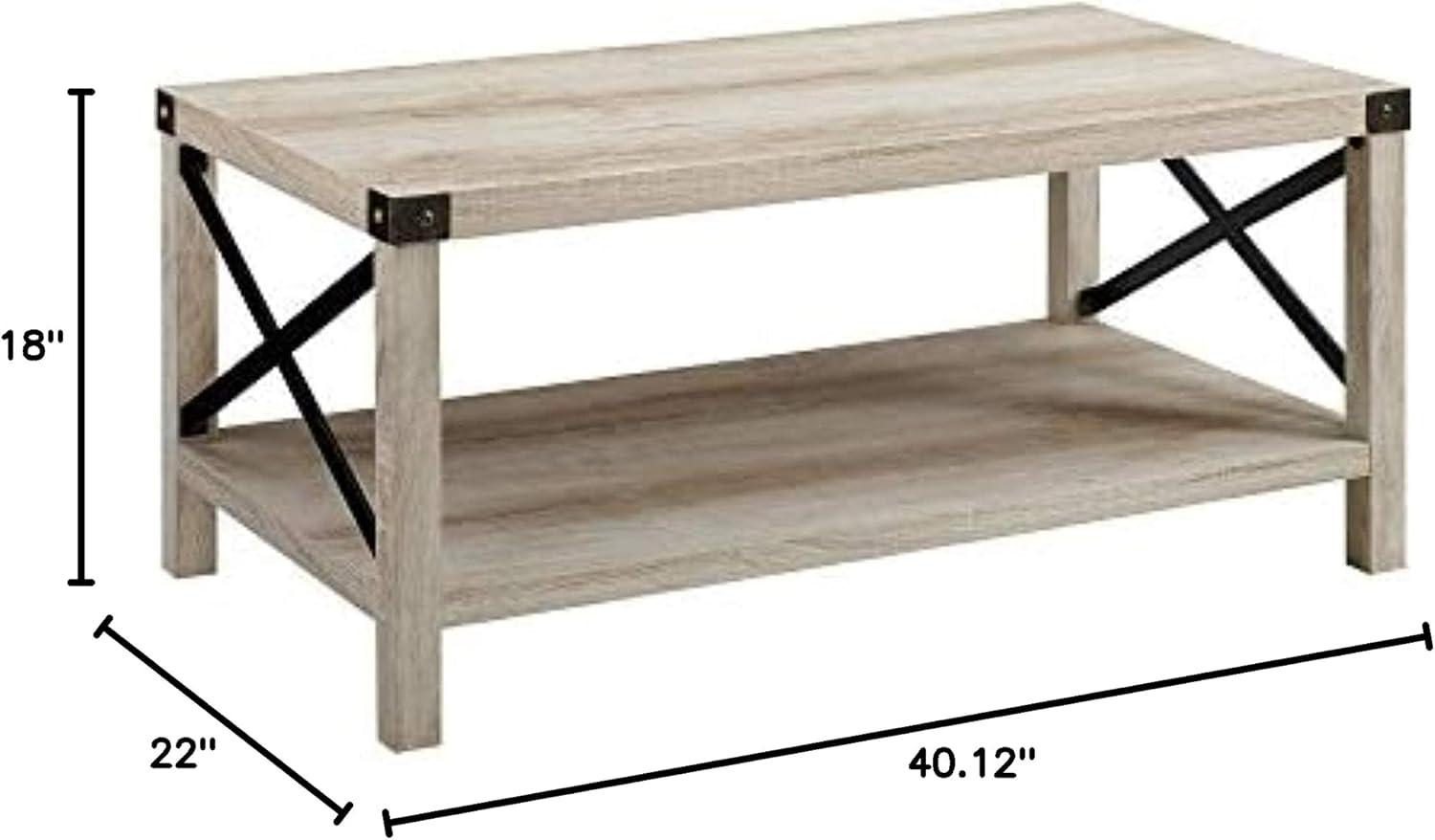 imageWalker Edison Sedalia Modern Farmhouse Metal X Coffee Table 40 Inch Stone GreyWhite Oak