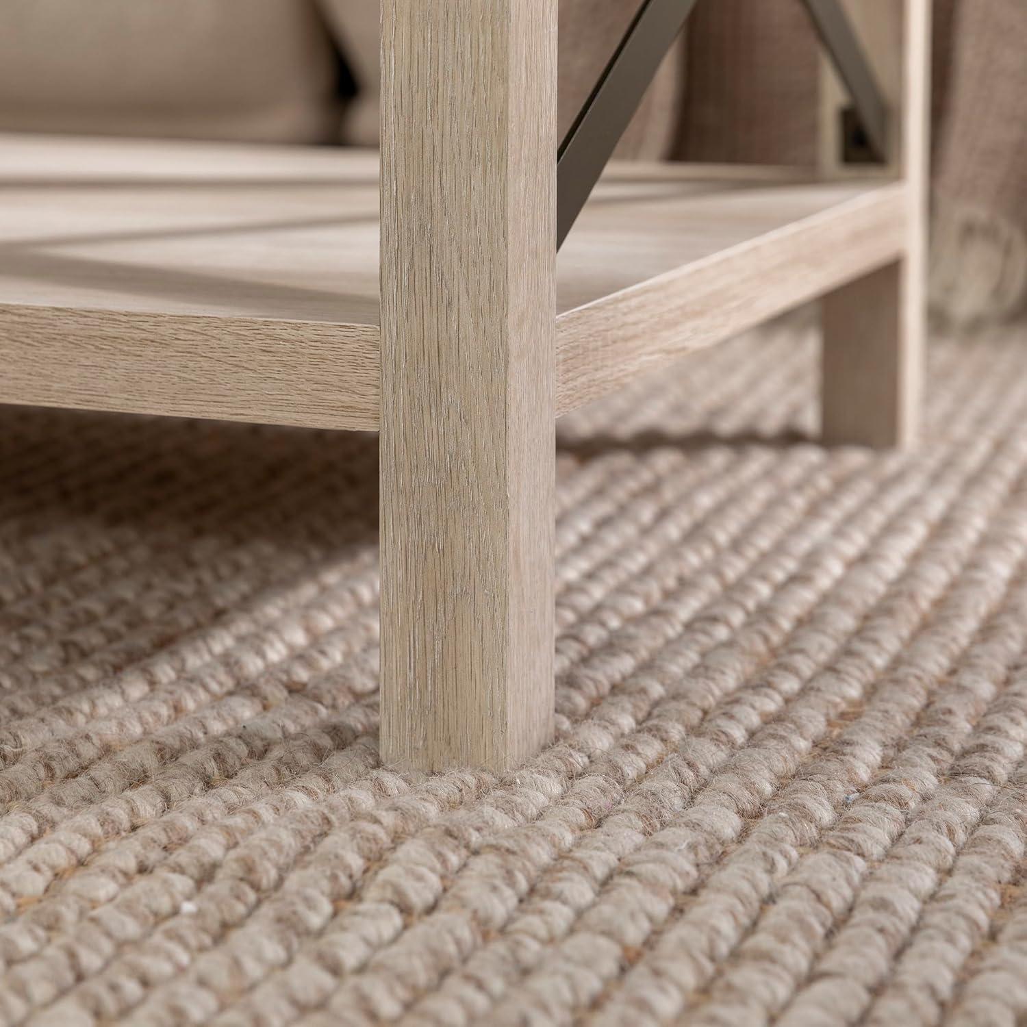 imageWalker Edison Sedalia Modern Farmhouse Metal X Coffee Table 40 Inch Stone GreyWhite Oak