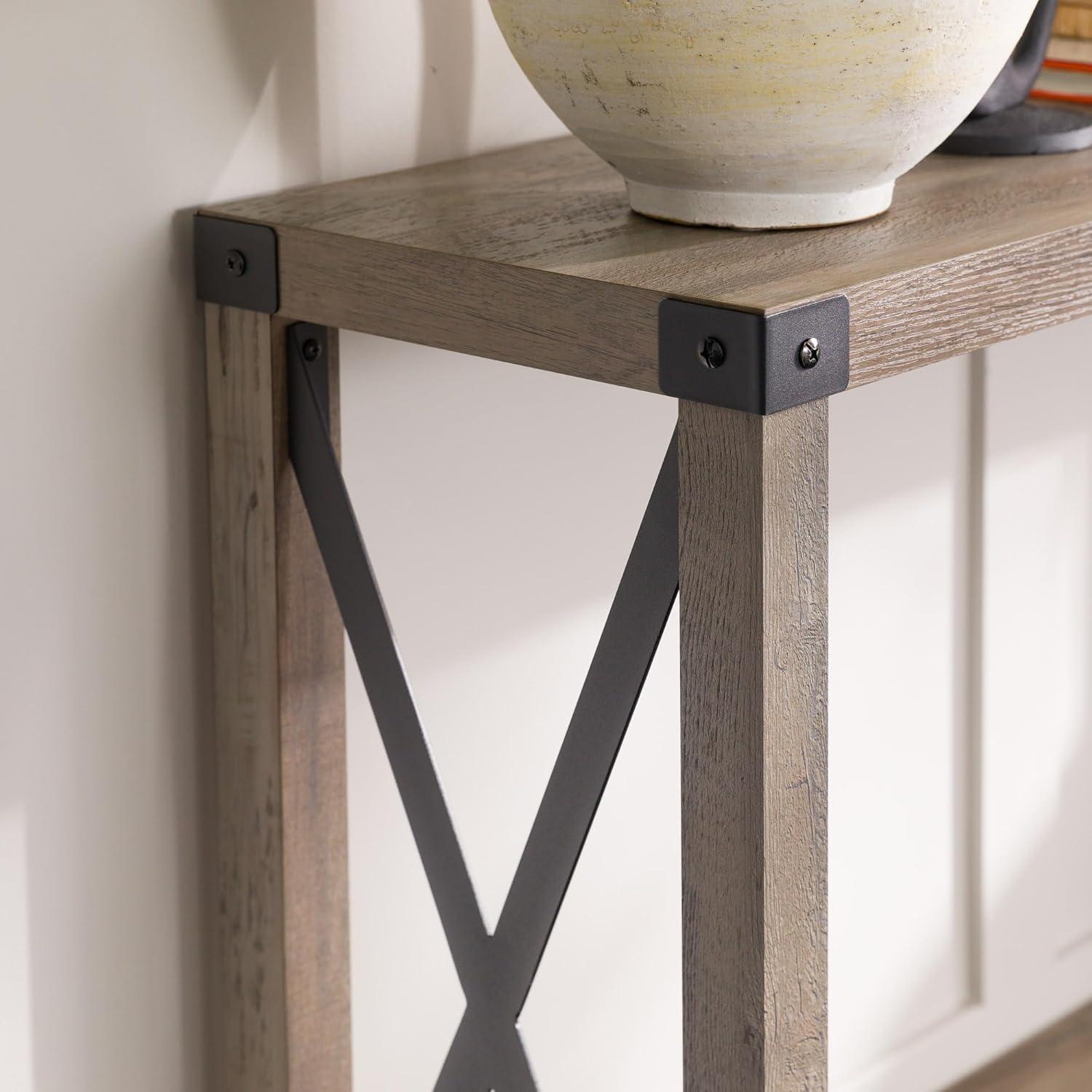 imageWalker Edison Sedalia Modern Farmhouse Metal X Entry Table 46 Inch GreyGrey