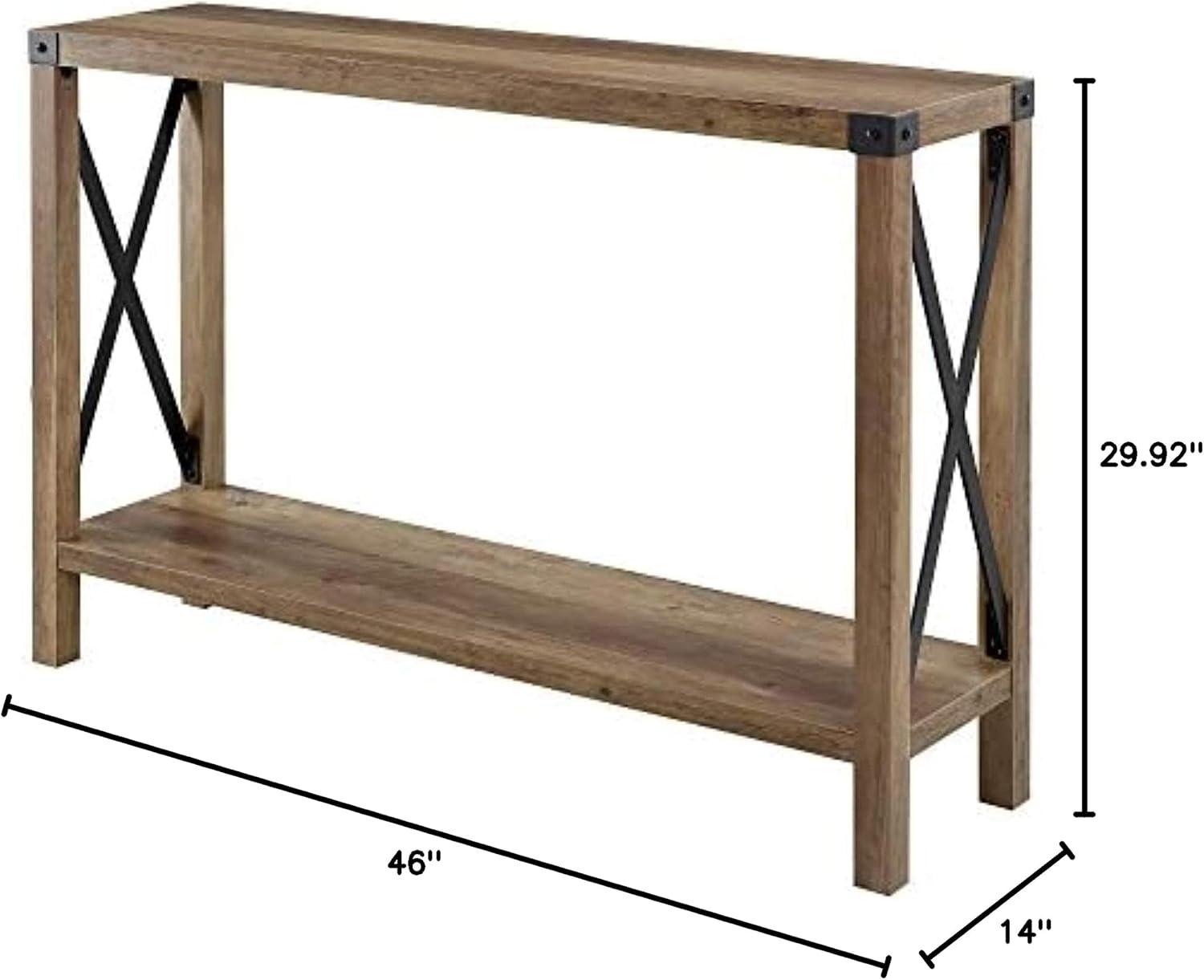 imageWalker Edison Sedalia Modern Farmhouse Metal X Entry Table 46 Inch GreyRustic Oak