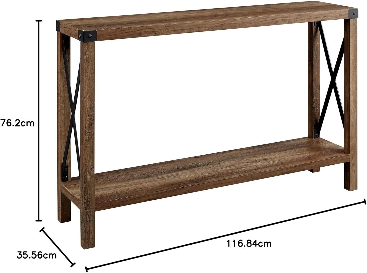 imageWalker Edison Sedalia Modern Farmhouse Metal X Entry Table 46 Inch GreyRustic Oak