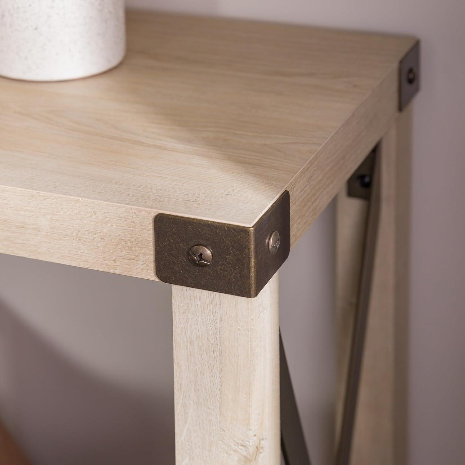 imageWalker Edison Sedalia Modern Farmhouse Metal X Entry Table 46 Inch GreyWhite