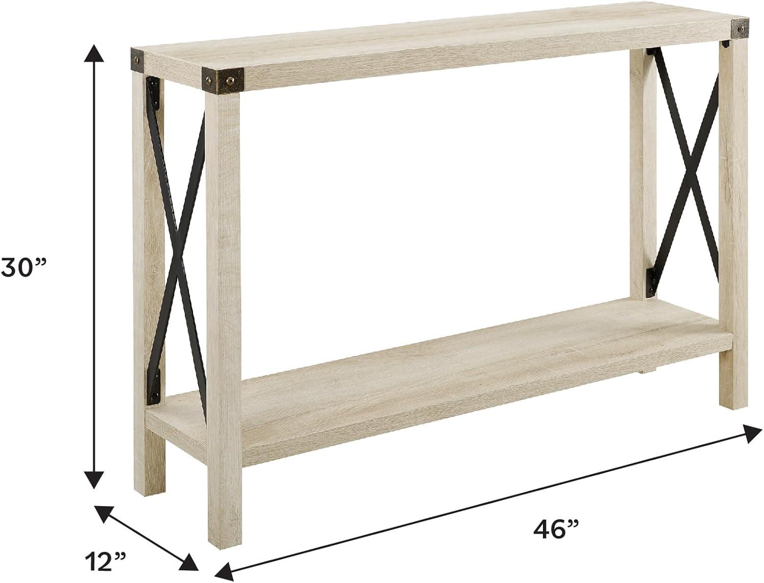 imageWalker Edison Sedalia Modern Farmhouse Metal X Entry Table 46 Inch GreyWhite