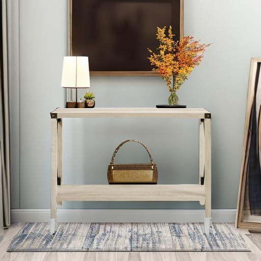 imageWalker Edison Sedalia Modern Farmhouse Metal X Entry Table 46 Inch GreyWhite