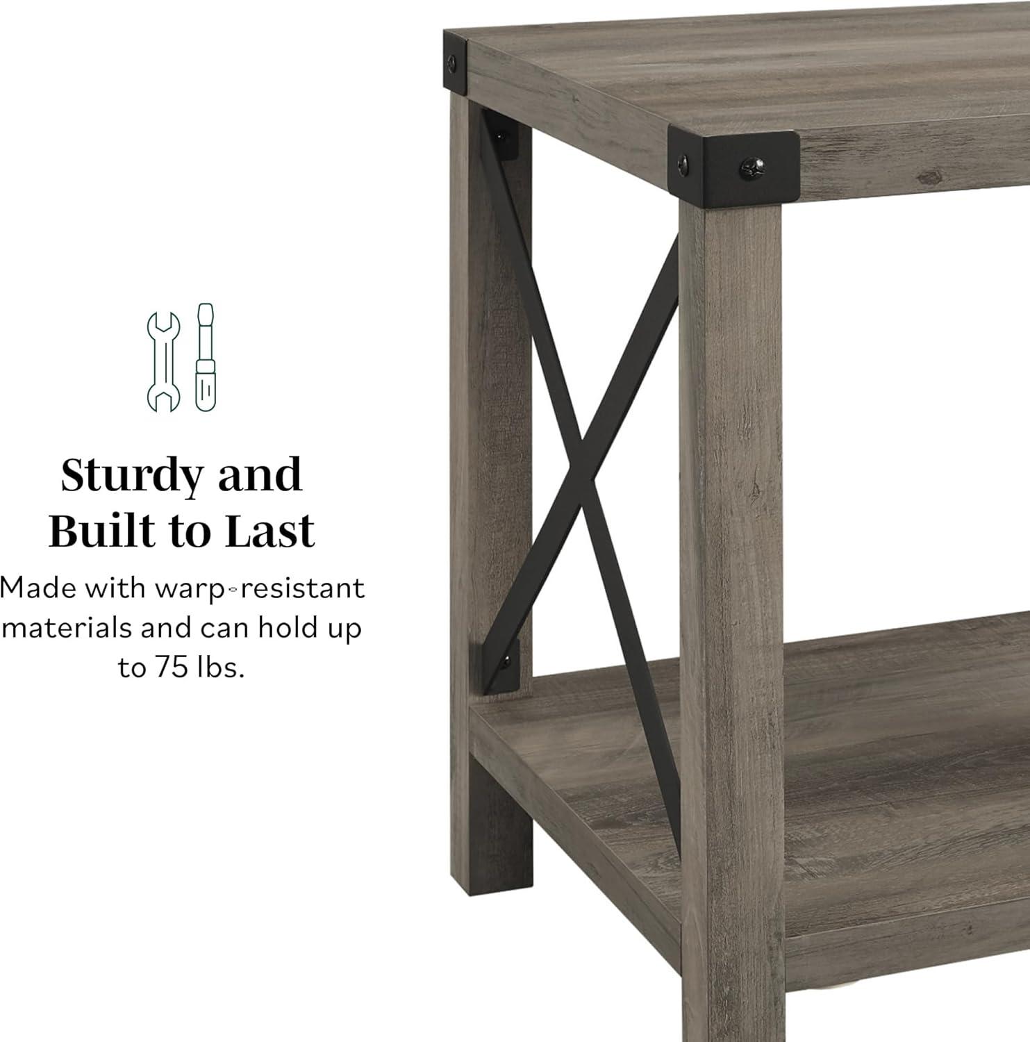 imageWalker Edison Sedalia Modern Farmhouse Metal X Side Table 18 Inch Grey WashStone Grey