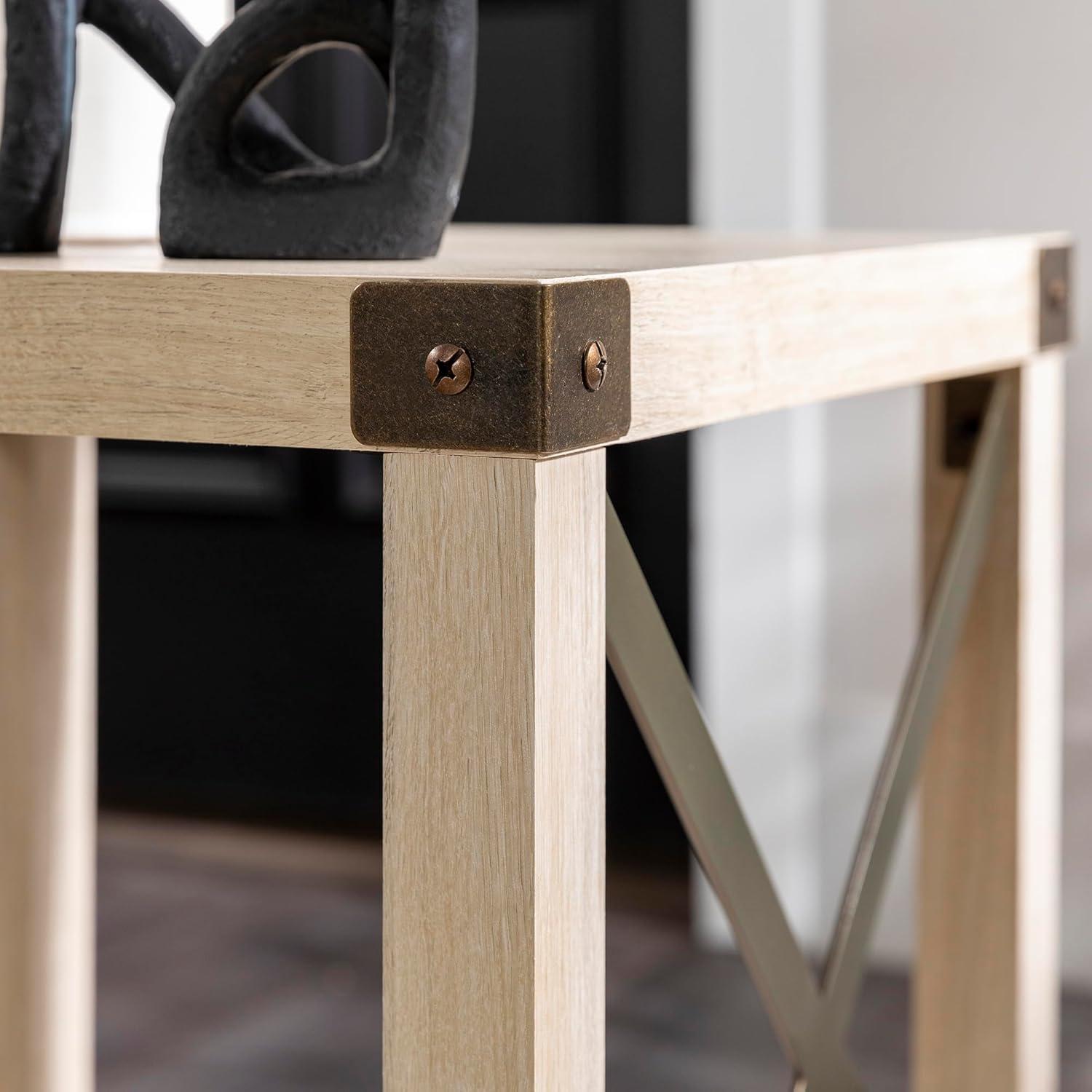 imageWalker Edison Sedalia Modern Farmhouse Metal X Side Table 18 Inch Grey WashWhite Oak