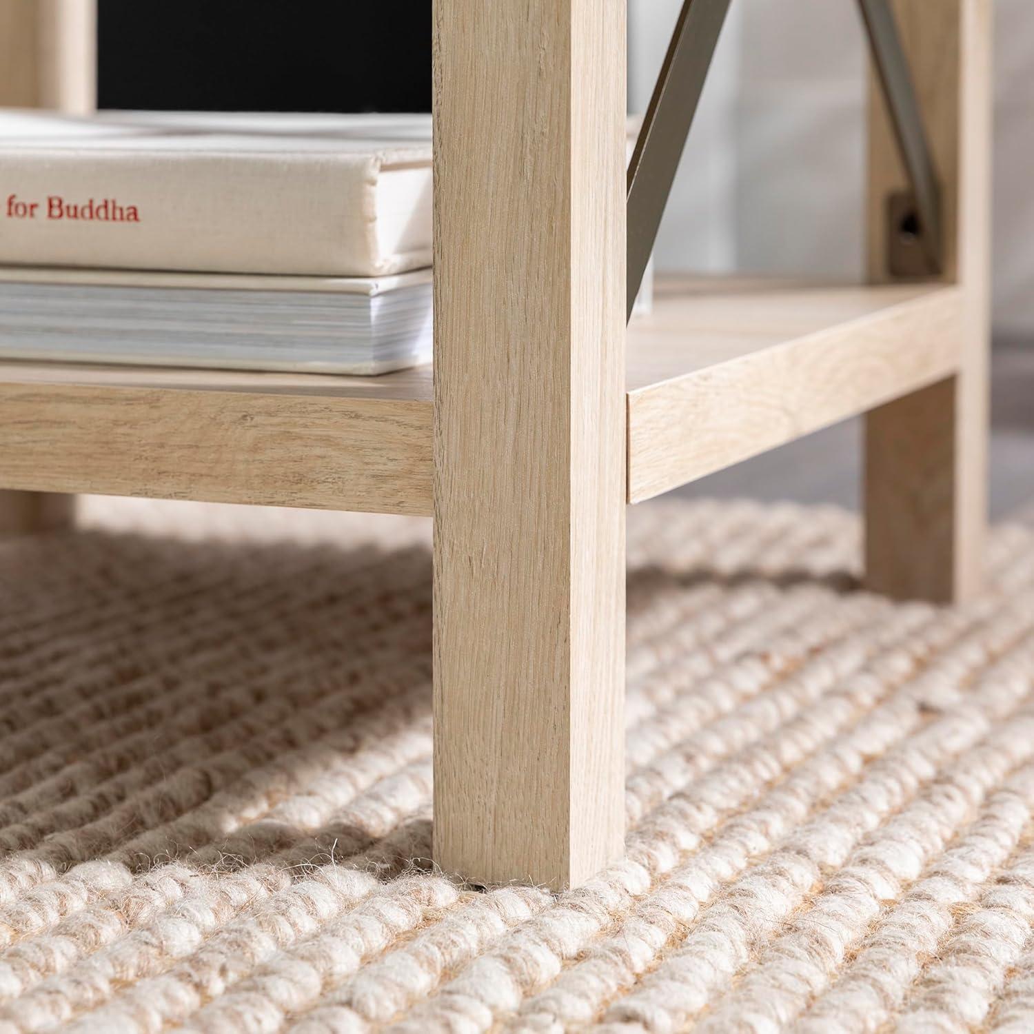 imageWalker Edison Sedalia Modern Farmhouse Metal X Side Table 18 Inch Grey WashWhite Oak