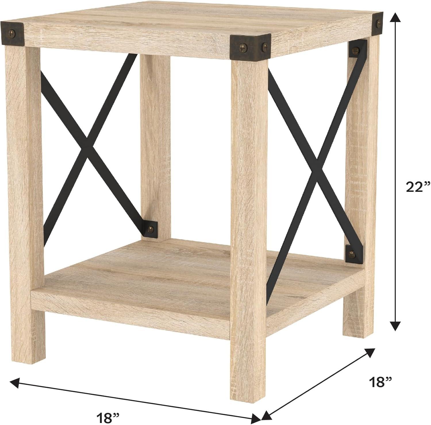 imageWalker Edison Sedalia Modern Farmhouse Metal X Side Table 18 Inch Grey WashWhite Oak