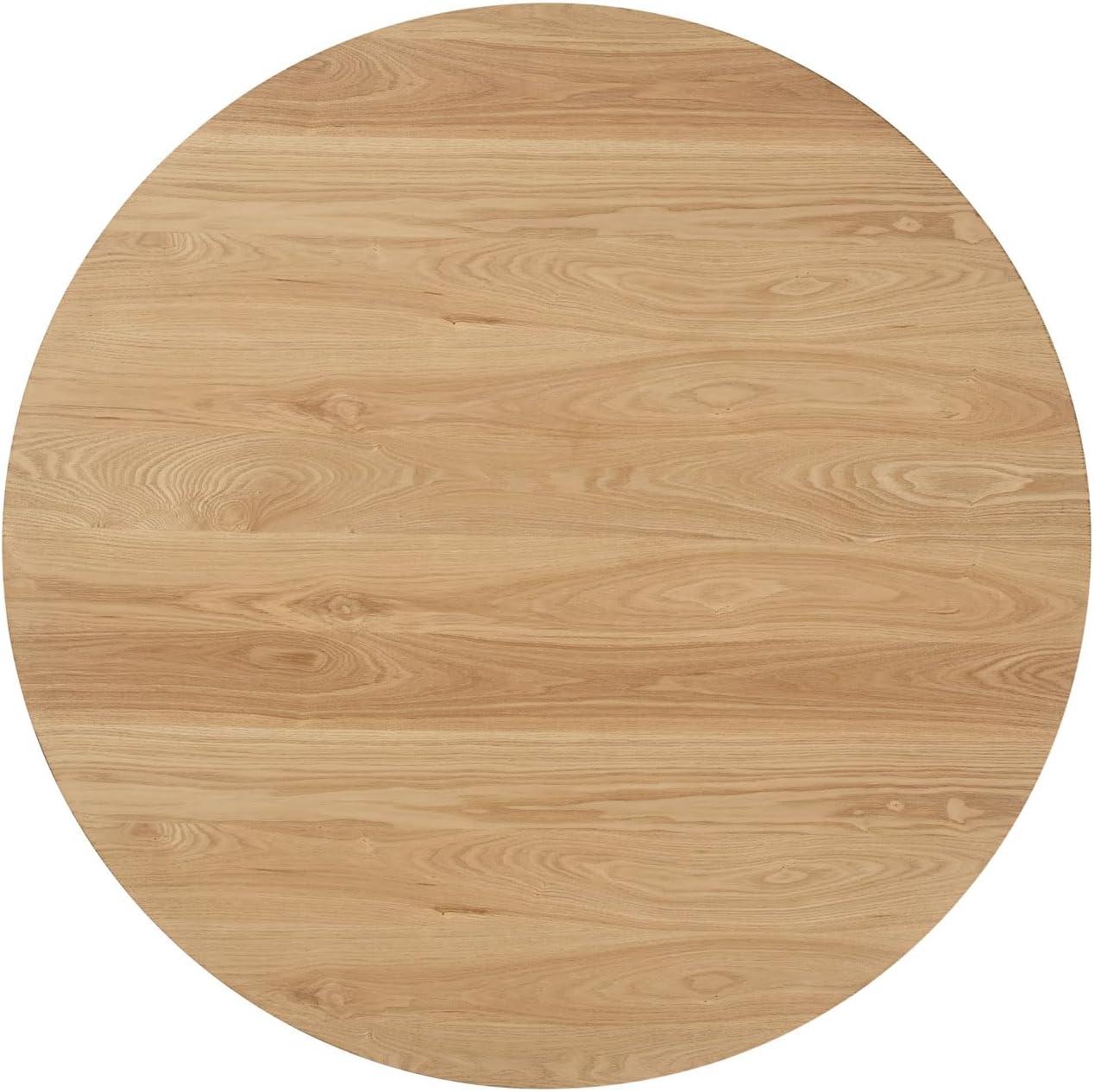 imageWalker Edison Sibu Japandi Minimalist Round Dining Table Dining Room Kitchen 4 Person 45 Inch WhiteEnglish Oak