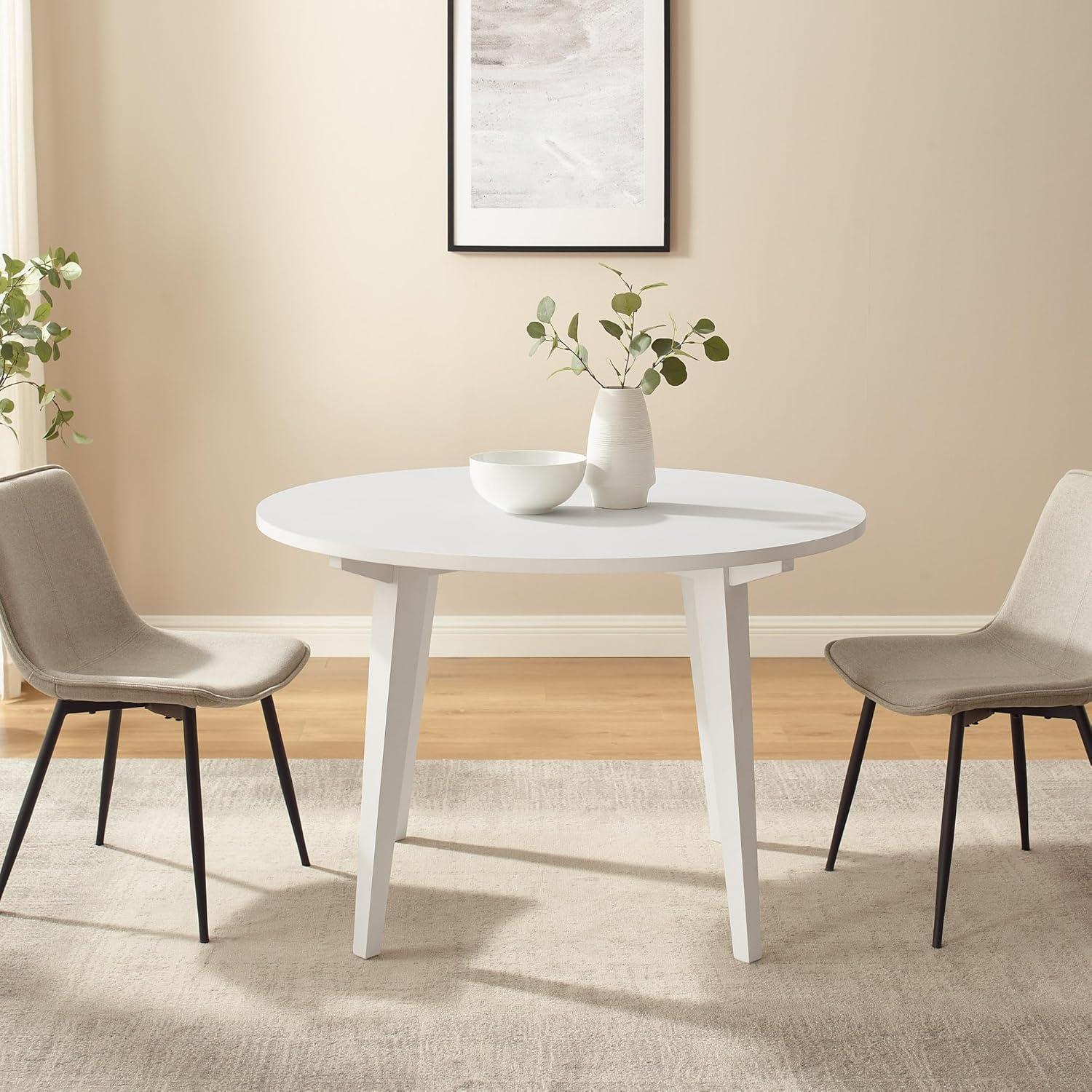 imageWalker Edison Sibu Japandi Minimalist Round Dining Table Dining Room Kitchen 4 Person 45 Inch WhiteWhite