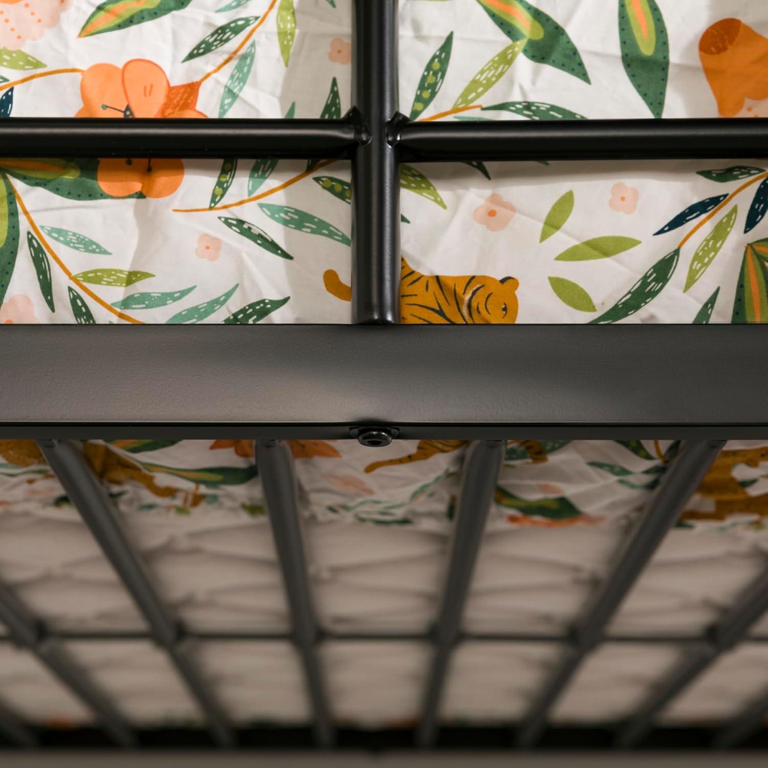 imageWalker Edison Silver Metal Twin over Loft Bunk Bed Twin Size Bedframe with LadderBlack