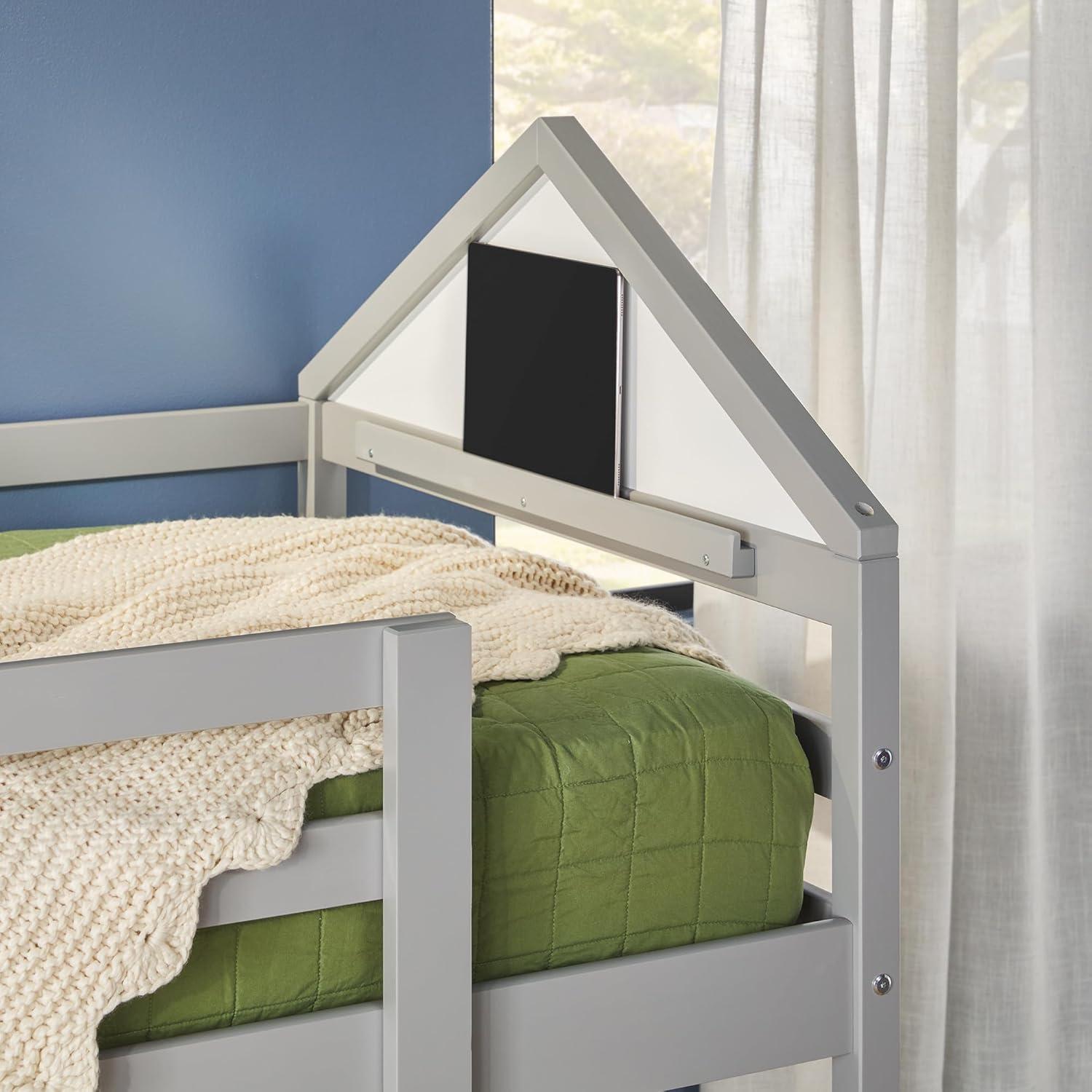 imageWalker Edison Skylar Kids Twin Low Loft Bed with Rails Solid Wood No Box Spring Required GreyGrey
