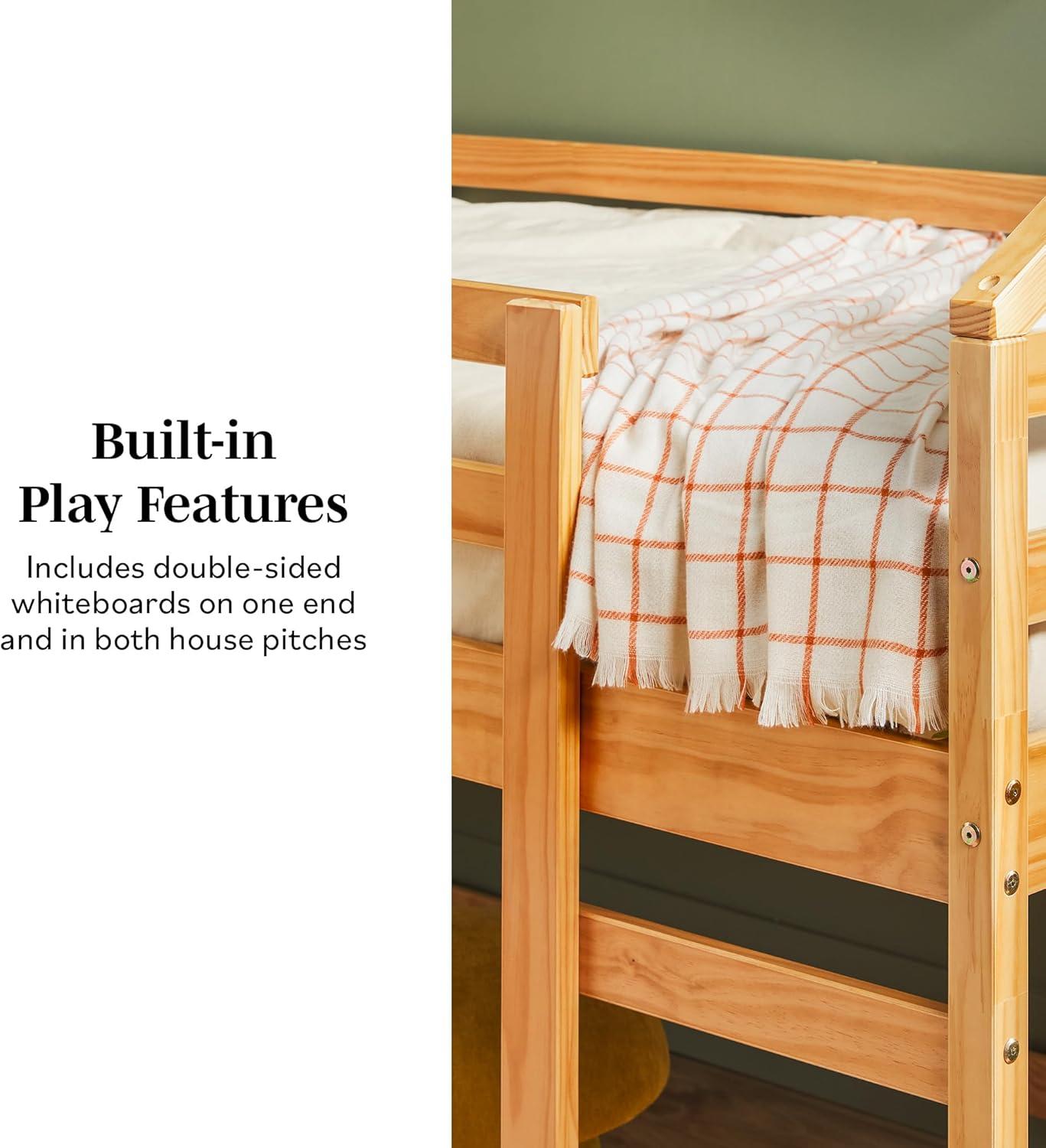 imageWalker Edison Skylar Kids Twin Low Loft Bed with Rails Solid Wood No Box Spring Required GreyNatural Pine