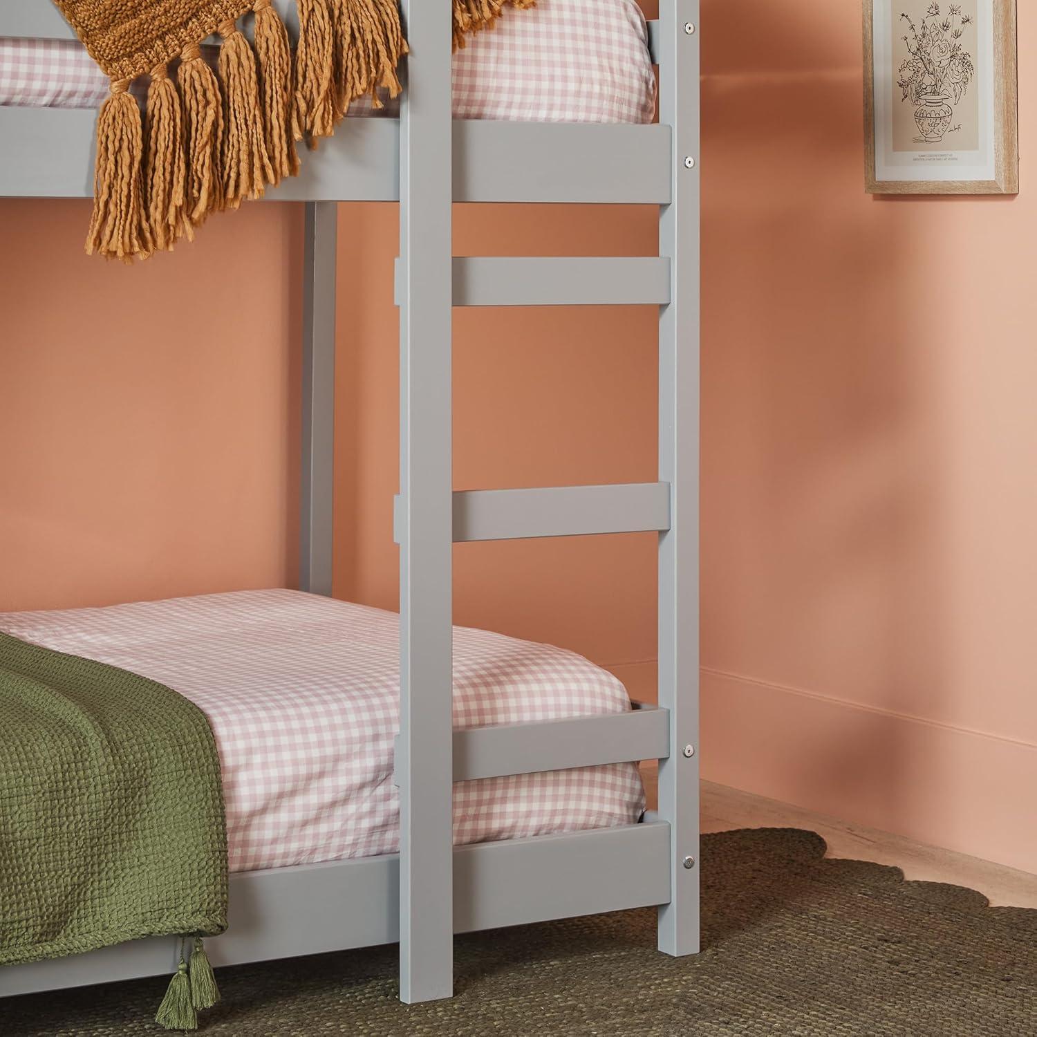 imageWalker Edison Skylar Kids Twin Over Twin Solid Wood Bunk Bed Builtin Ladder No Box Spring Required Natural PineGrey