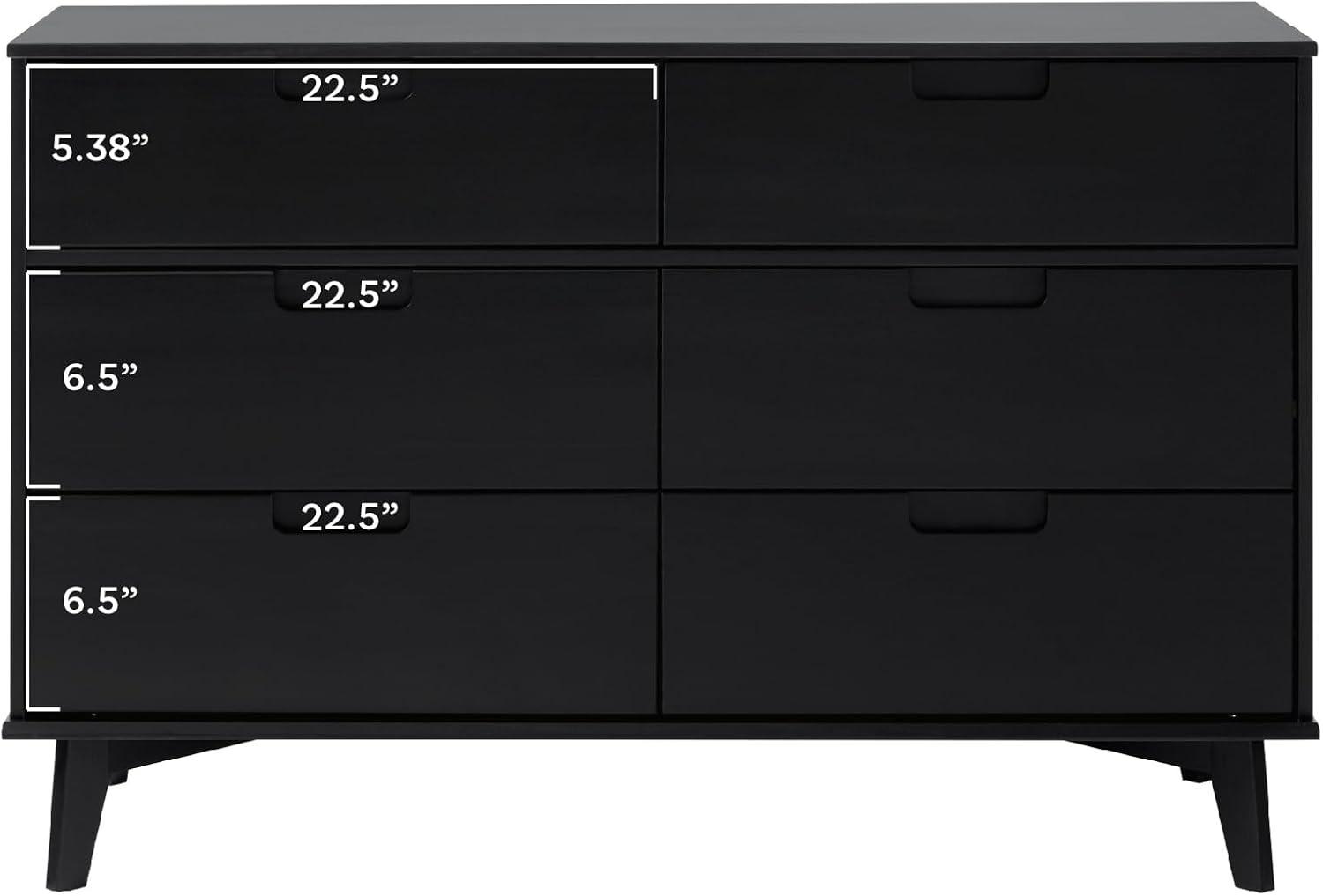 imageWalker Edison Sloane 6Drawer Groove Handle Solid Wood Dresser 52 Inch WalnutBlack