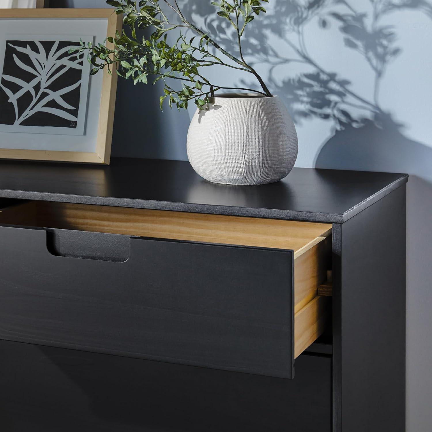 imageWalker Edison Sloane 6Drawer Groove Handle Solid Wood Dresser 52 Inch WalnutBlack