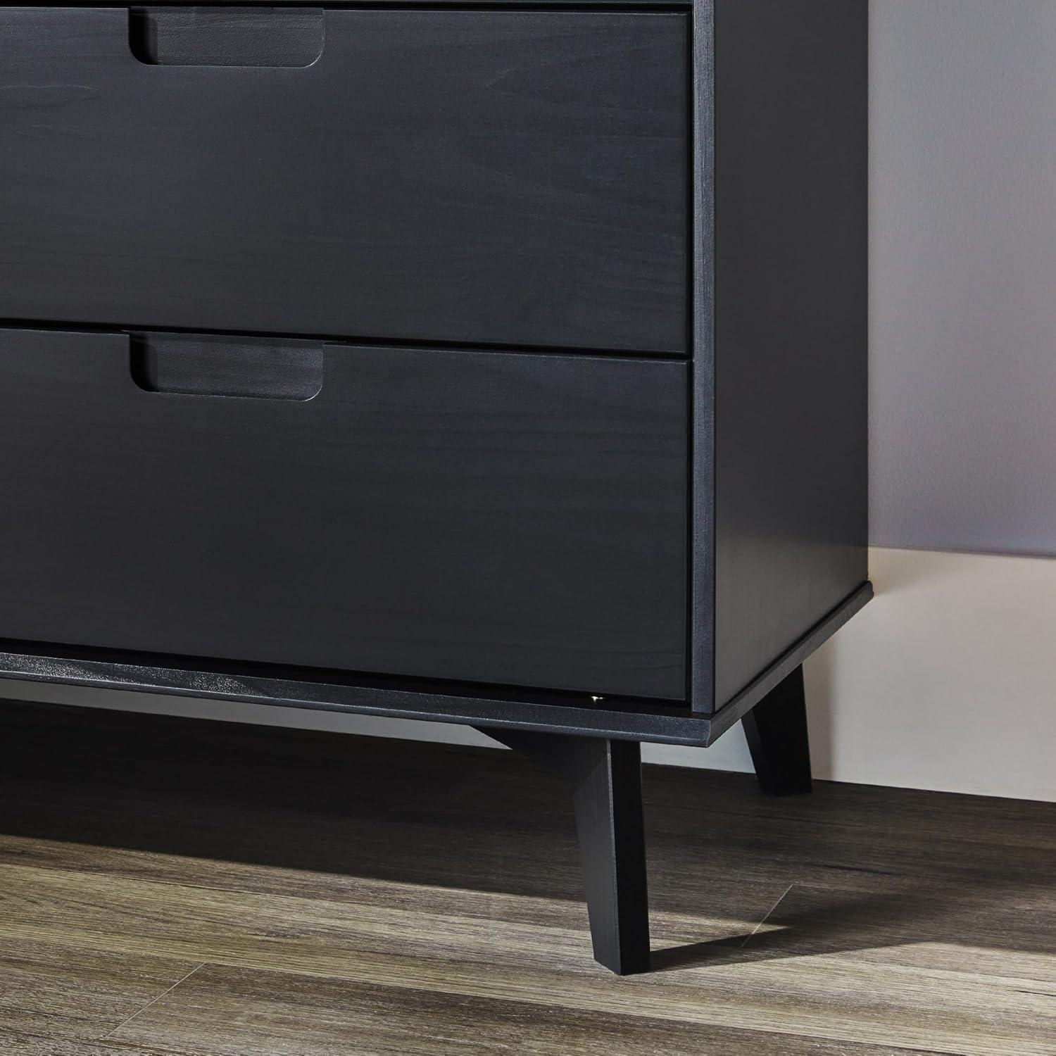 imageWalker Edison Sloane 6Drawer Groove Handle Solid Wood Dresser 52 Inch WalnutBlack