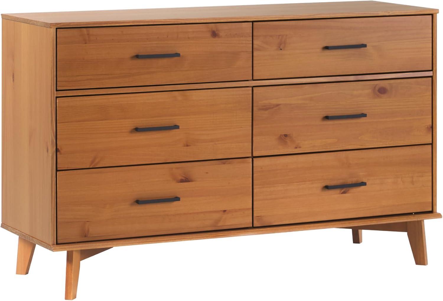 imageWalker Edison Sloane 6Drawer Groove Handle Solid Wood Dresser 52 Inch WalnutCaramel