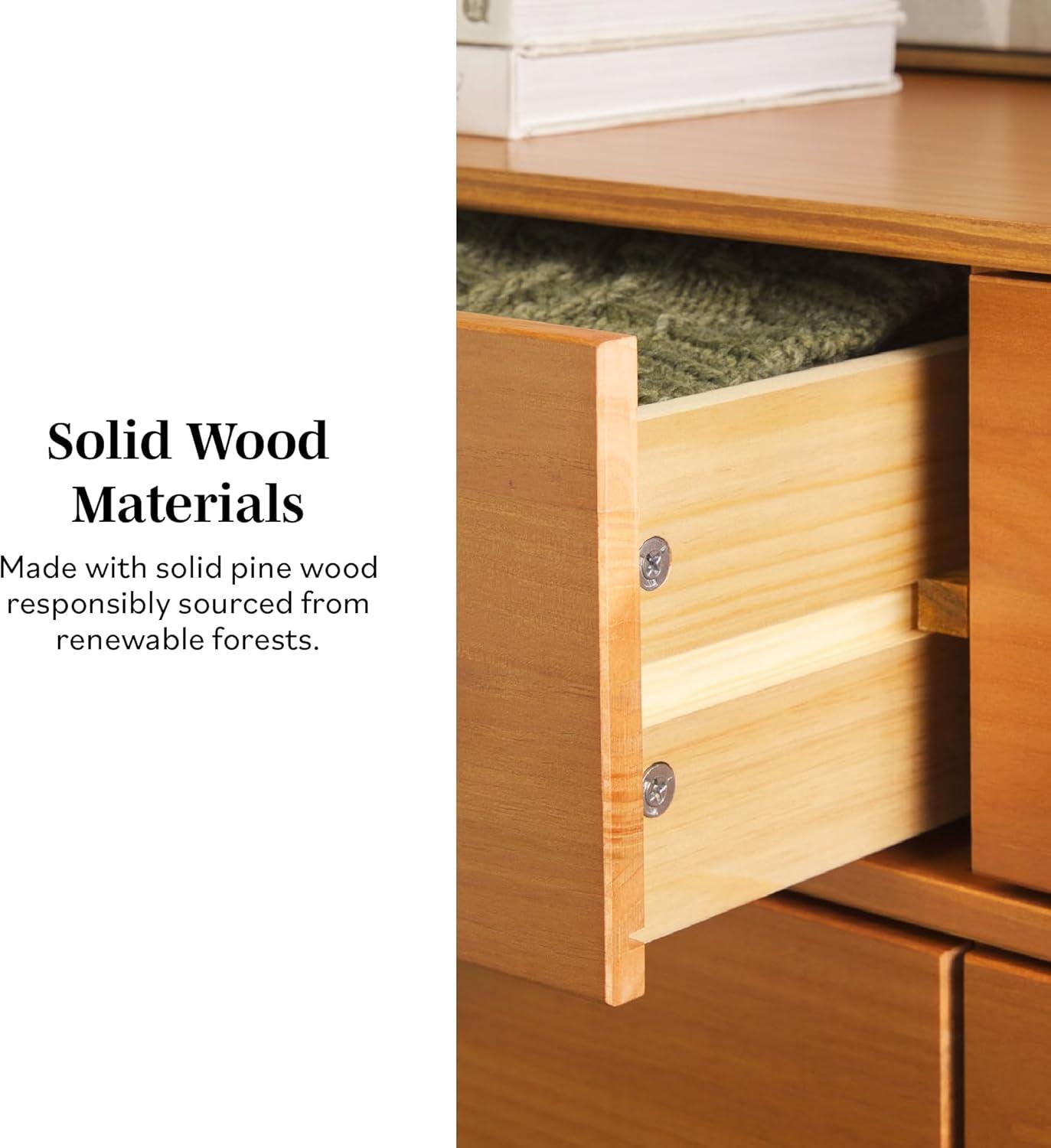 imageWalker Edison Sloane 6Drawer Groove Handle Solid Wood Dresser 52 Inch WalnutCaramel