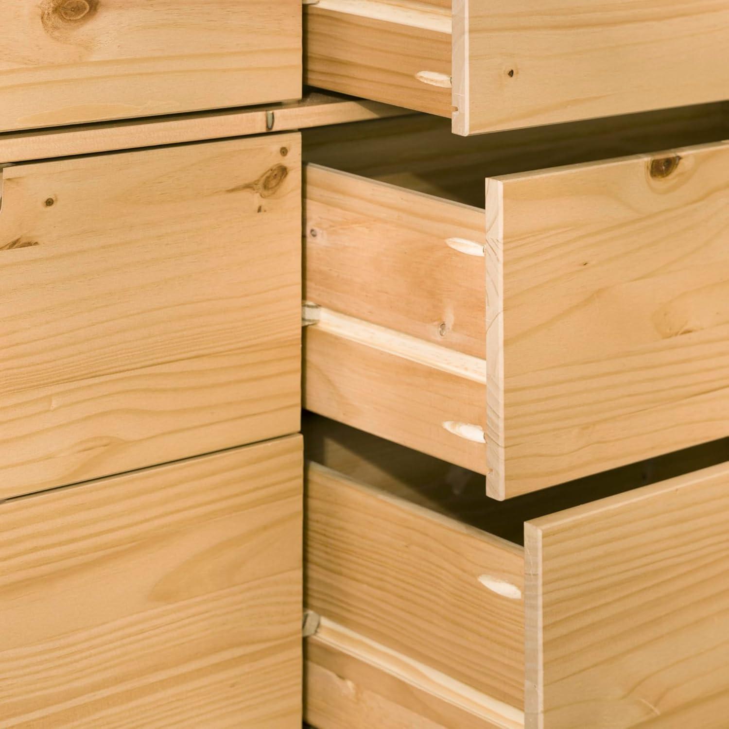 imageWalker Edison Sloane 6Drawer Groove Handle Solid Wood Dresser 52 Inch WalnutNatural Pine