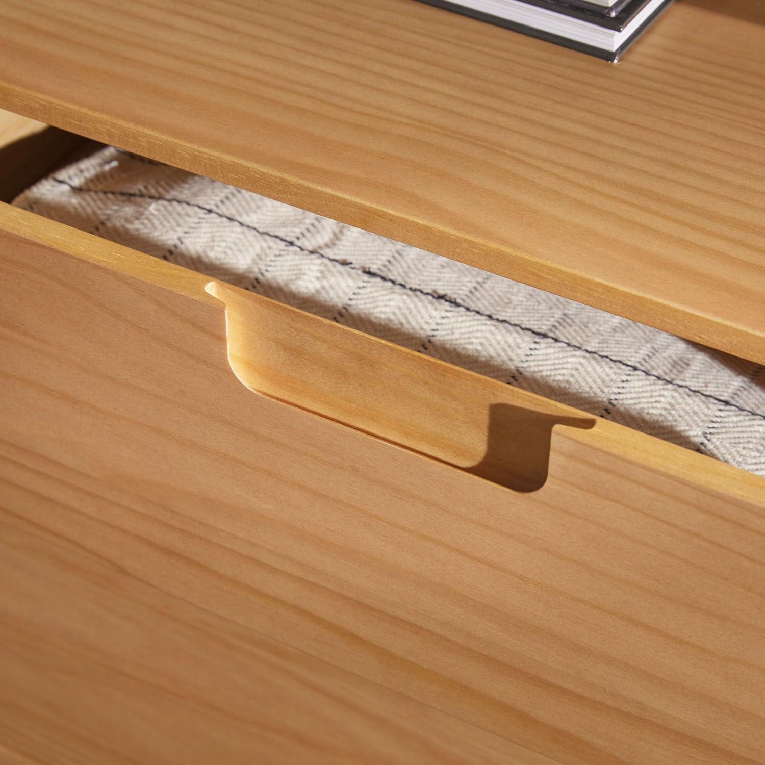 imageWalker Edison Sloane 6Drawer Groove Handle Solid Wood Dresser 52 Inch WalnutNatural Pine