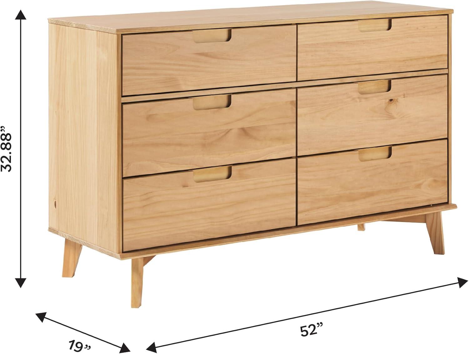 imageWalker Edison Sloane 6Drawer Groove Handle Solid Wood Dresser 52 Inch WalnutNatural Pine