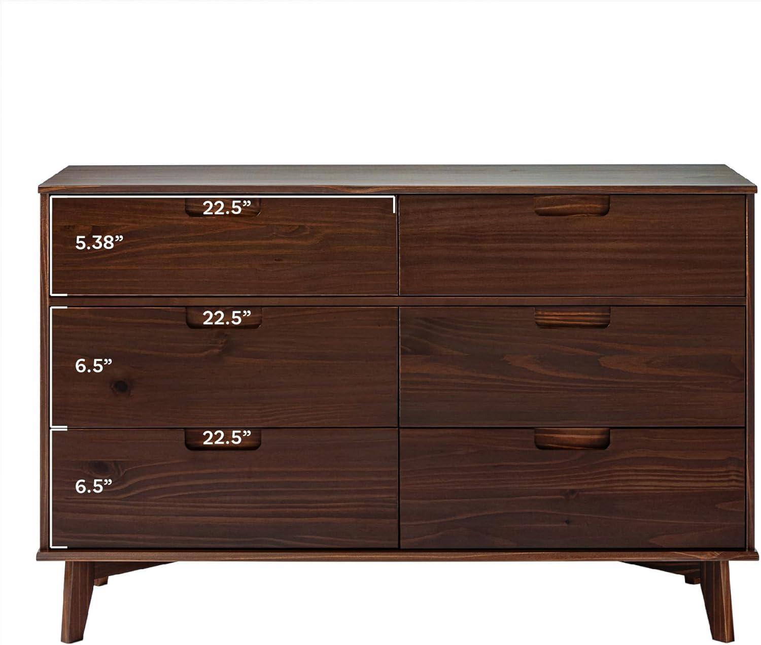 imageWalker Edison Sloane 6Drawer Groove Handle Solid Wood Dresser 52 Inch WalnutWalnut