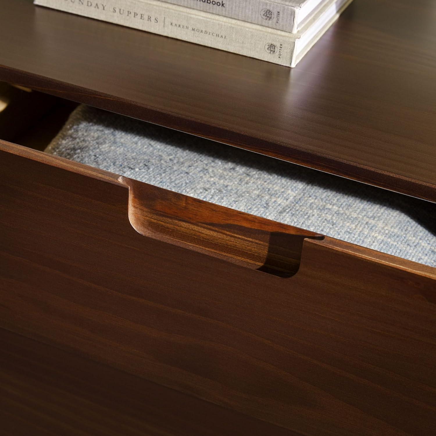 imageWalker Edison Sloane 6Drawer Groove Handle Solid Wood Dresser 52 Inch WalnutWalnut