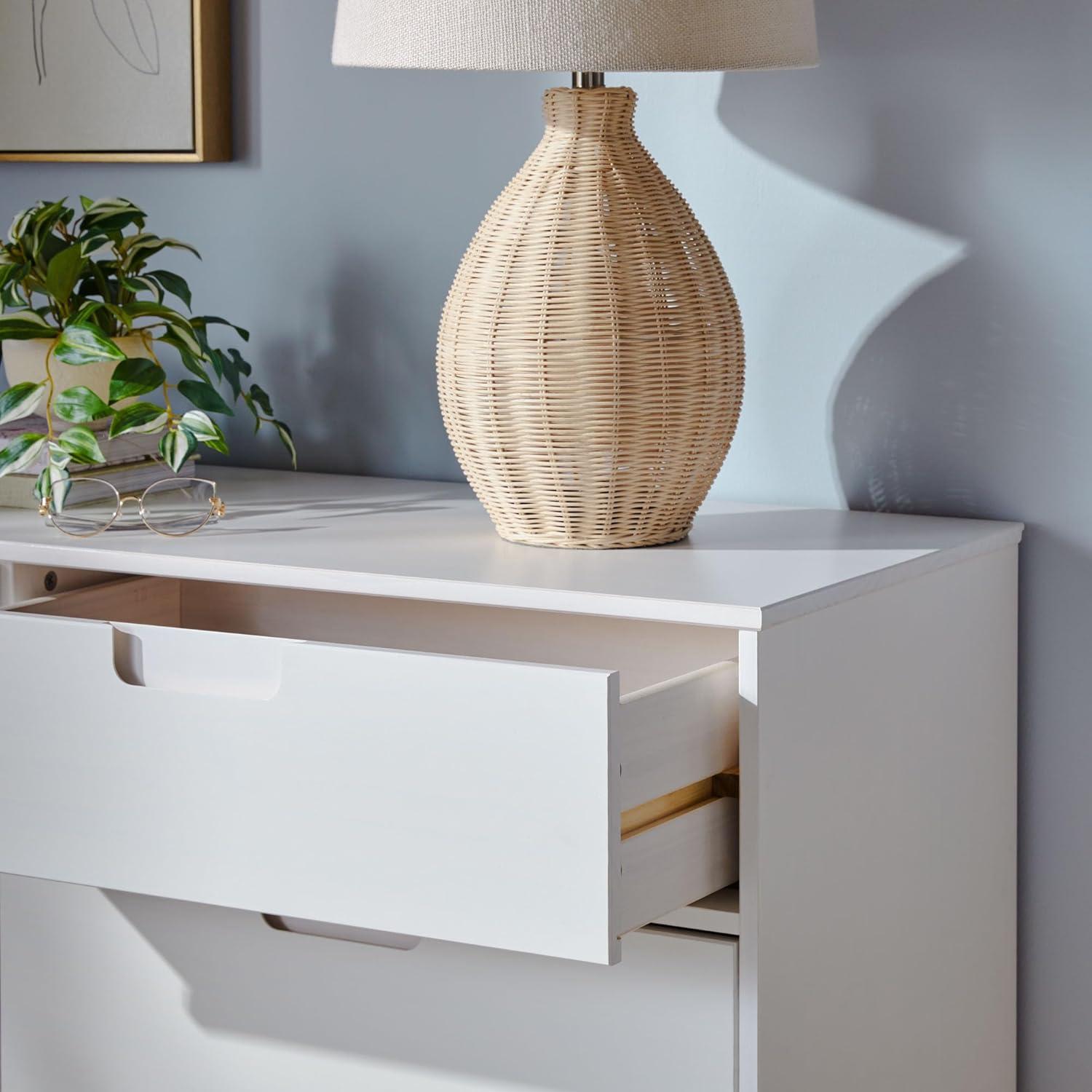 imageWalker Edison Sloane 6Drawer Groove Handle Solid Wood Dresser 52 Inch WalnutWhite