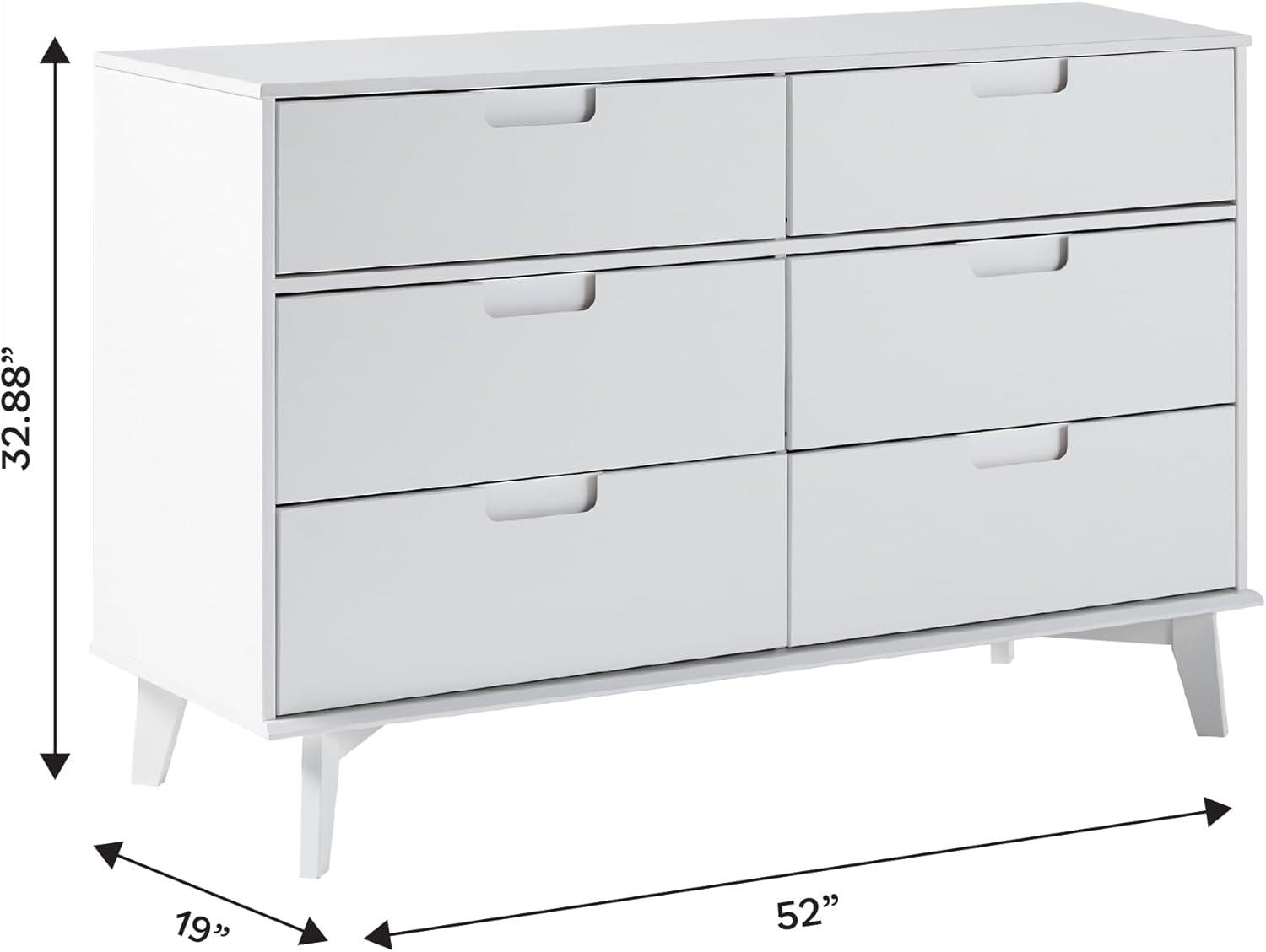 imageWalker Edison Sloane 6Drawer Groove Handle Solid Wood Dresser 52 Inch WalnutWhite