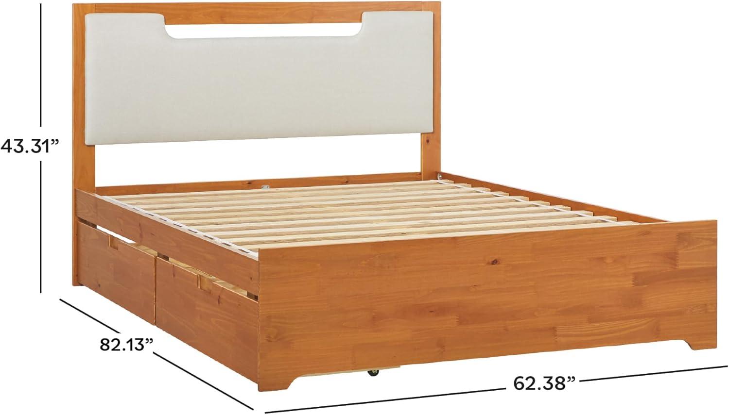 imageWalker Edison Sloane Upholstered ampamp Solid Wood Bed with Storage Drawers Queen WalnutCaramel