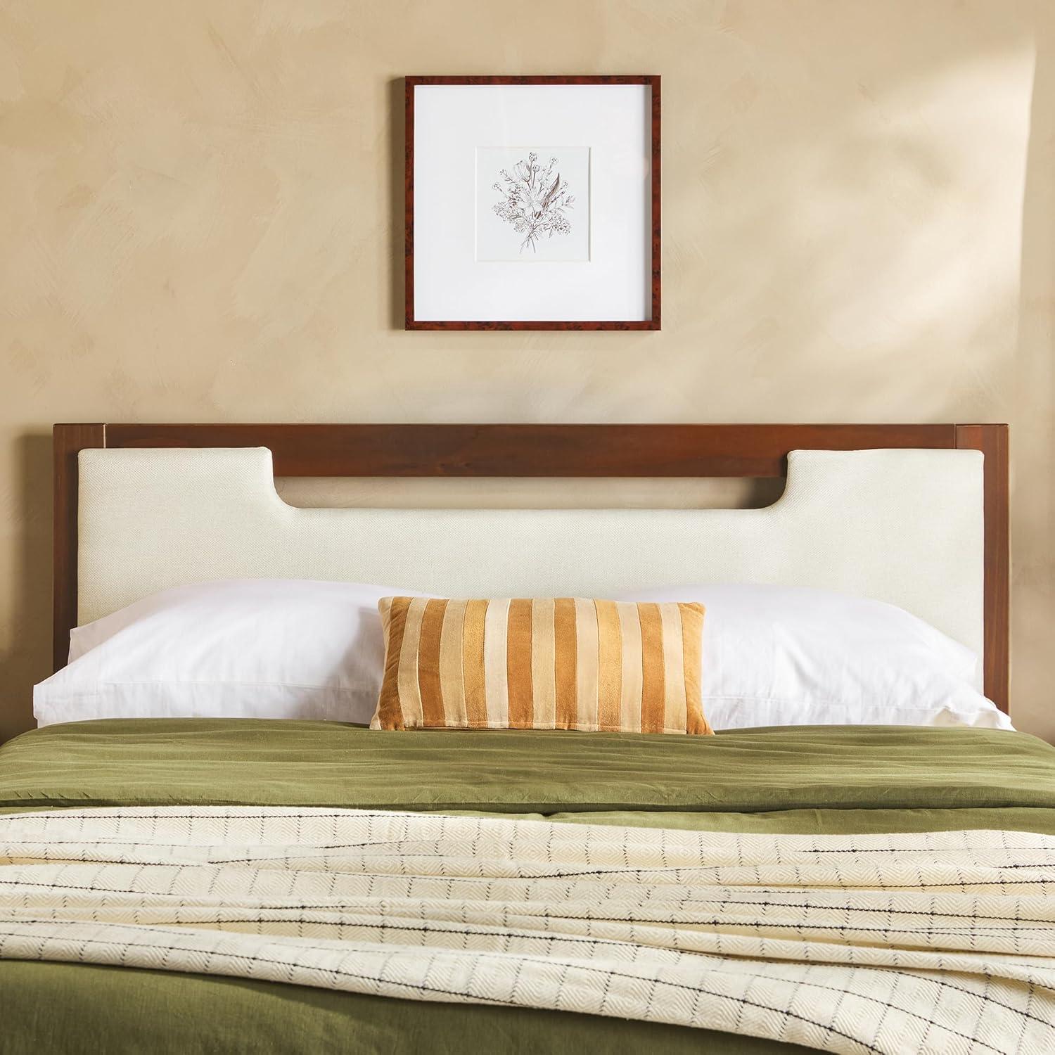 imageWalker Edison Sloane Upholstered ampamp Solid Wood Bed with Storage Drawers Queen WalnutWalnut